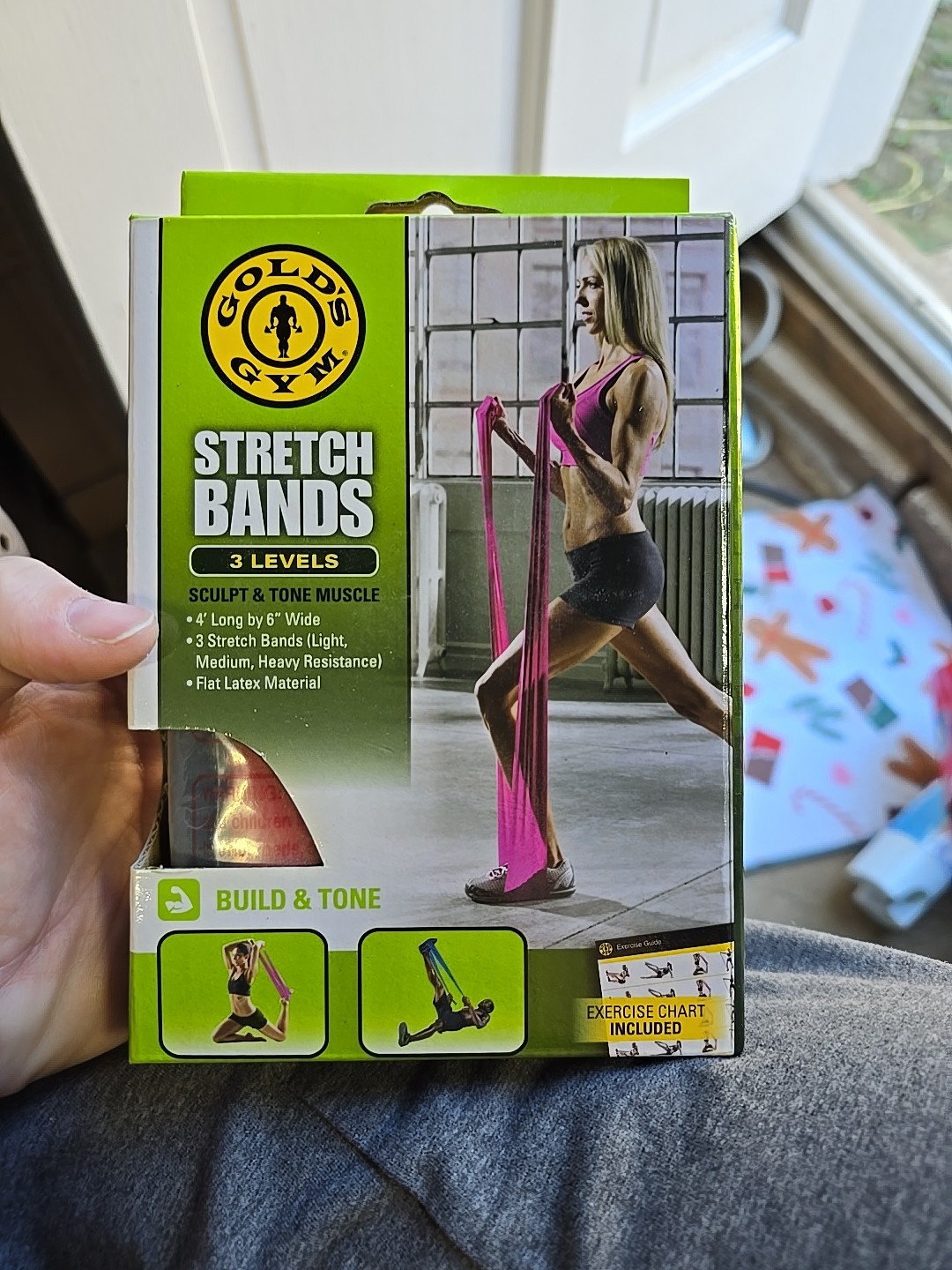 Gold's Gym Stretch Bands - 3 Bands, 3 Levels 4' Long x 6" Wide Each -Latex NEW!