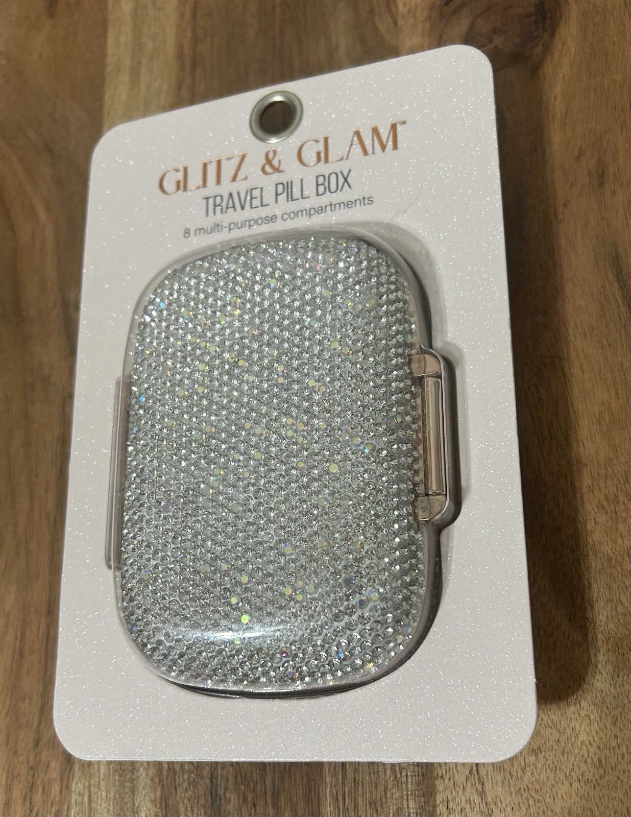 Glitz & Glam Travel Pill Box Bling Rhinestones Organizer NEW