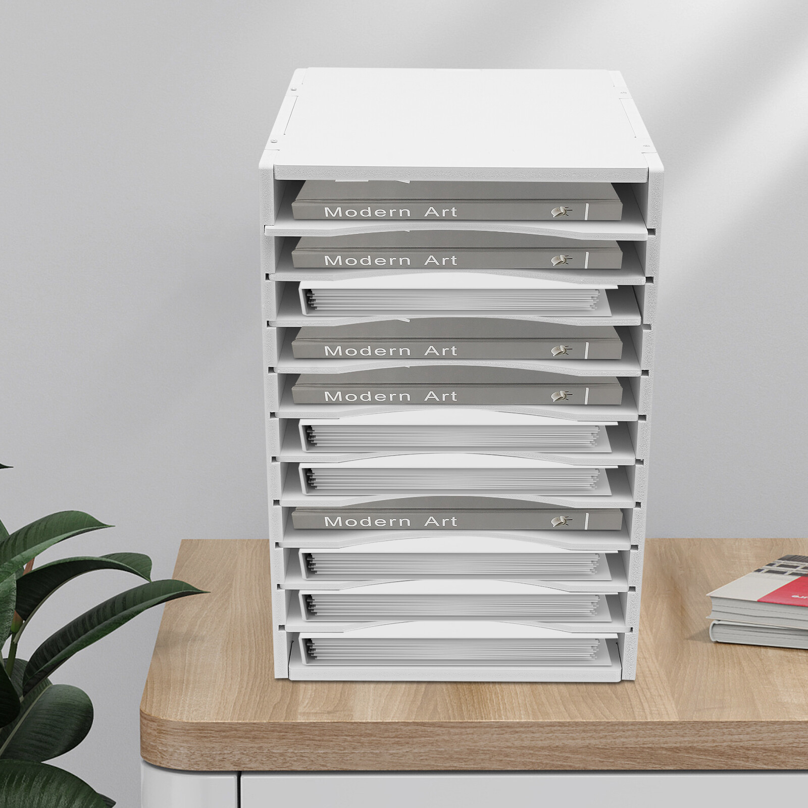 11-Compartments Paper Storage Holder Document Organizer Vertical Desktop Sorter
