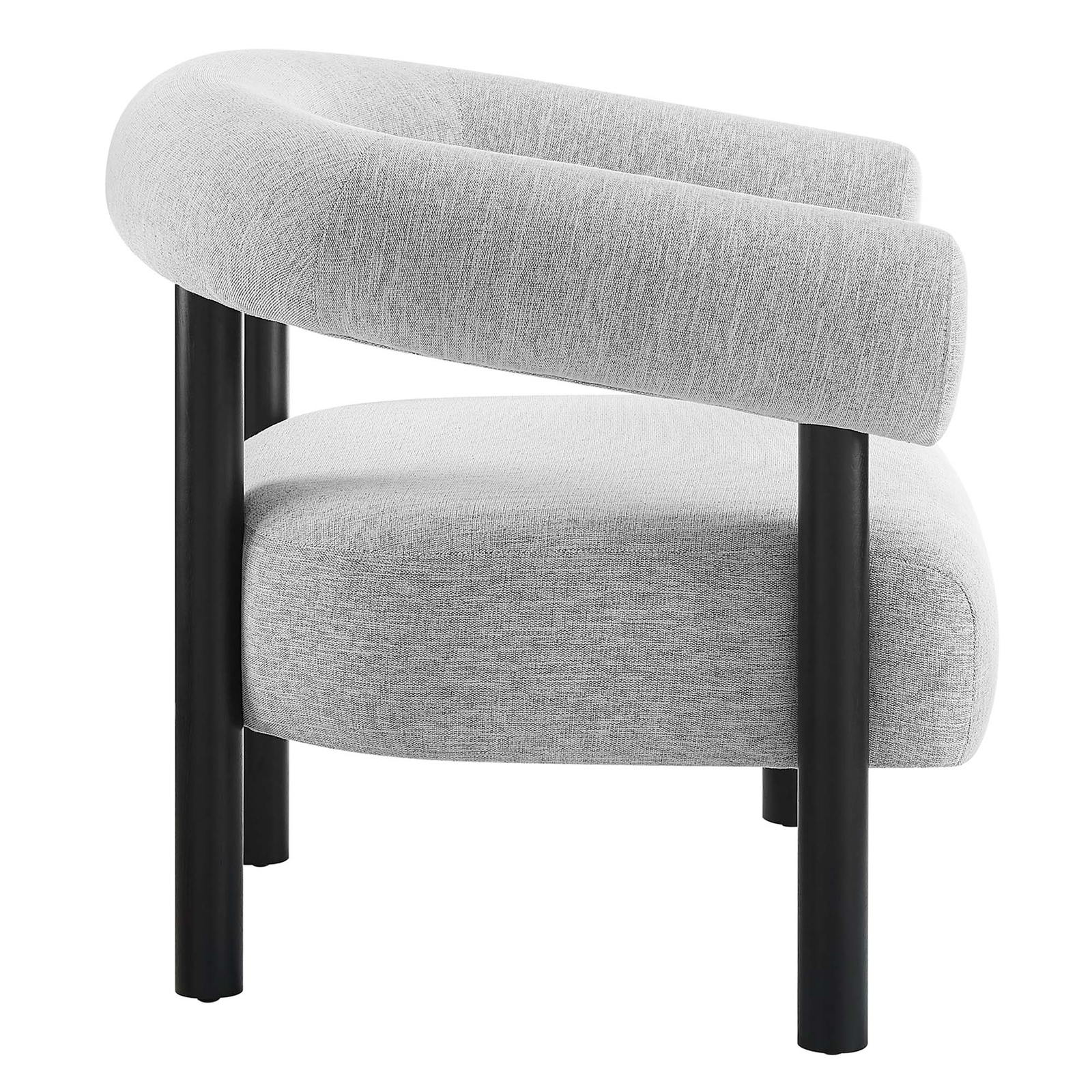 Sable Upholstered Fabric Armchair in Light Gray Black