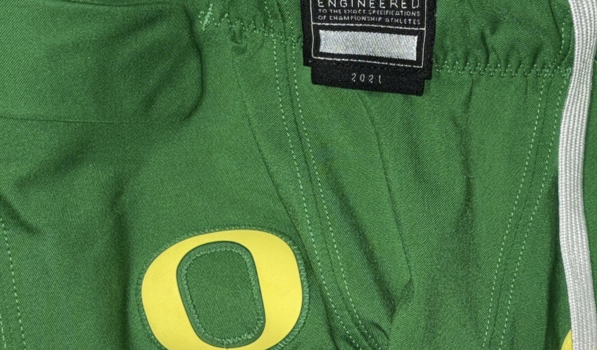 2021 OREGON DUCKS PE GAME WORN Apple Green & Yellow Nike Football Pants W/Pads