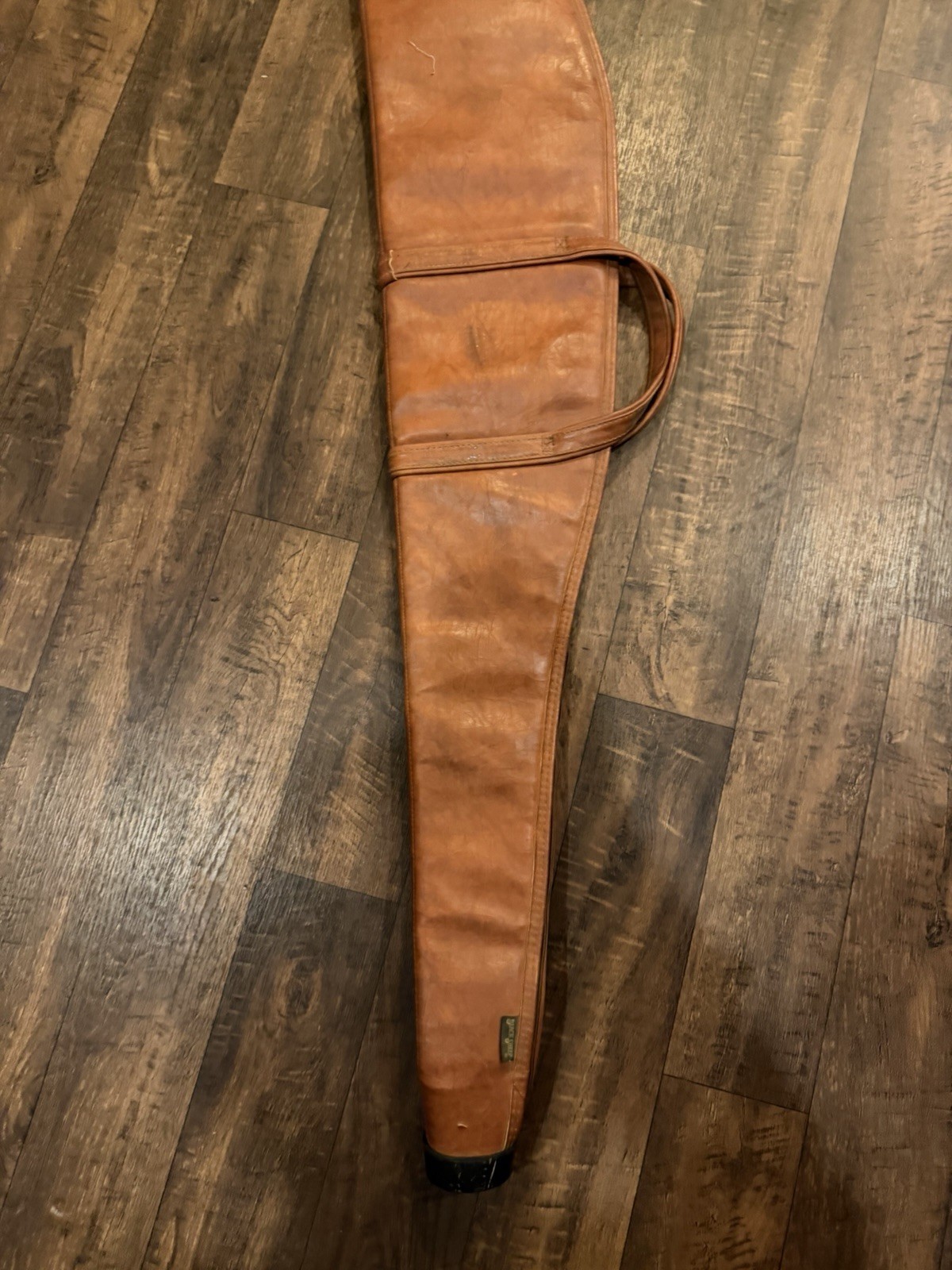 Vintage Brown Leather Padded Rifle Soft Case for 1 Gun with Carry Handle