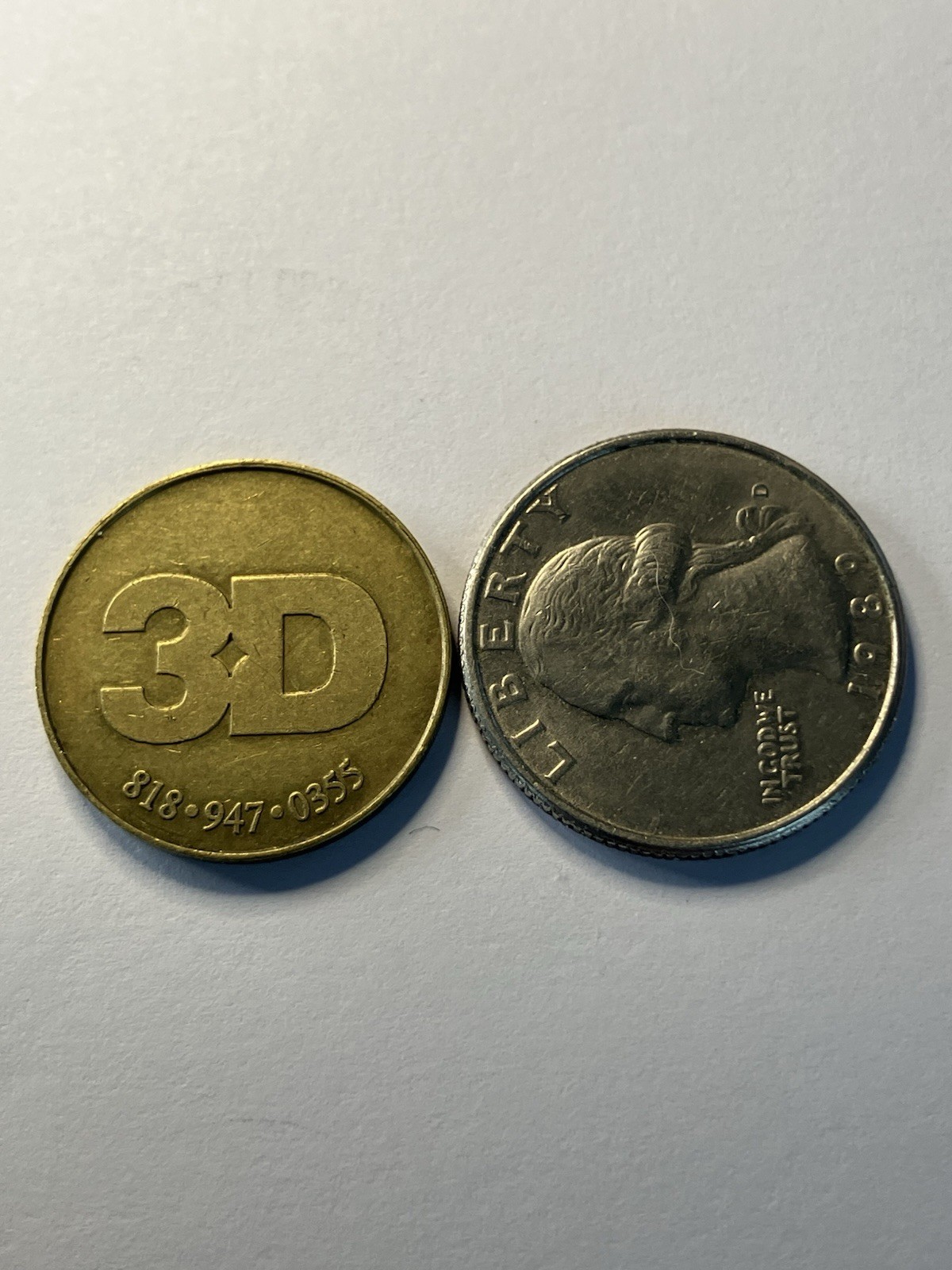 3D ARCADE Old Brass TOKEN California #uc1