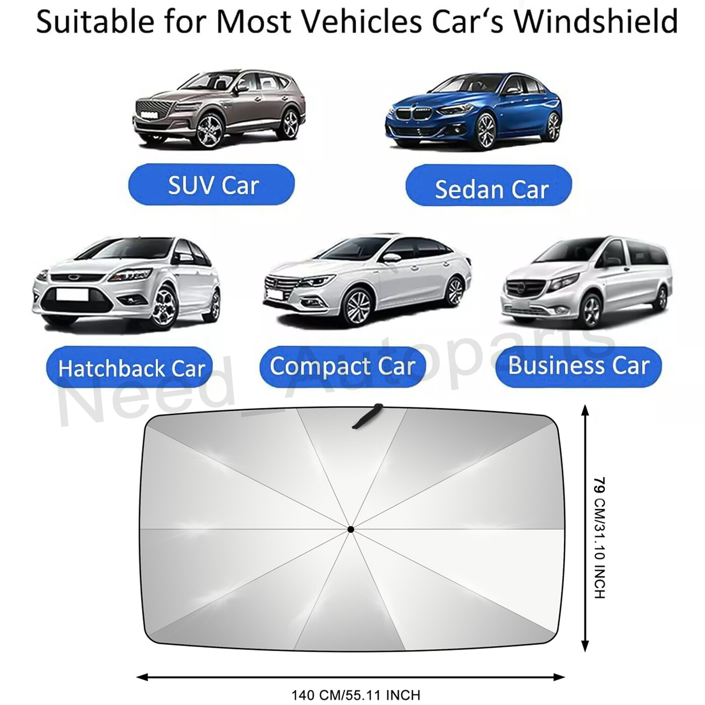 Car Windshield Sun Shade Umbrella Front Window Cover Visor Foldable UV Block