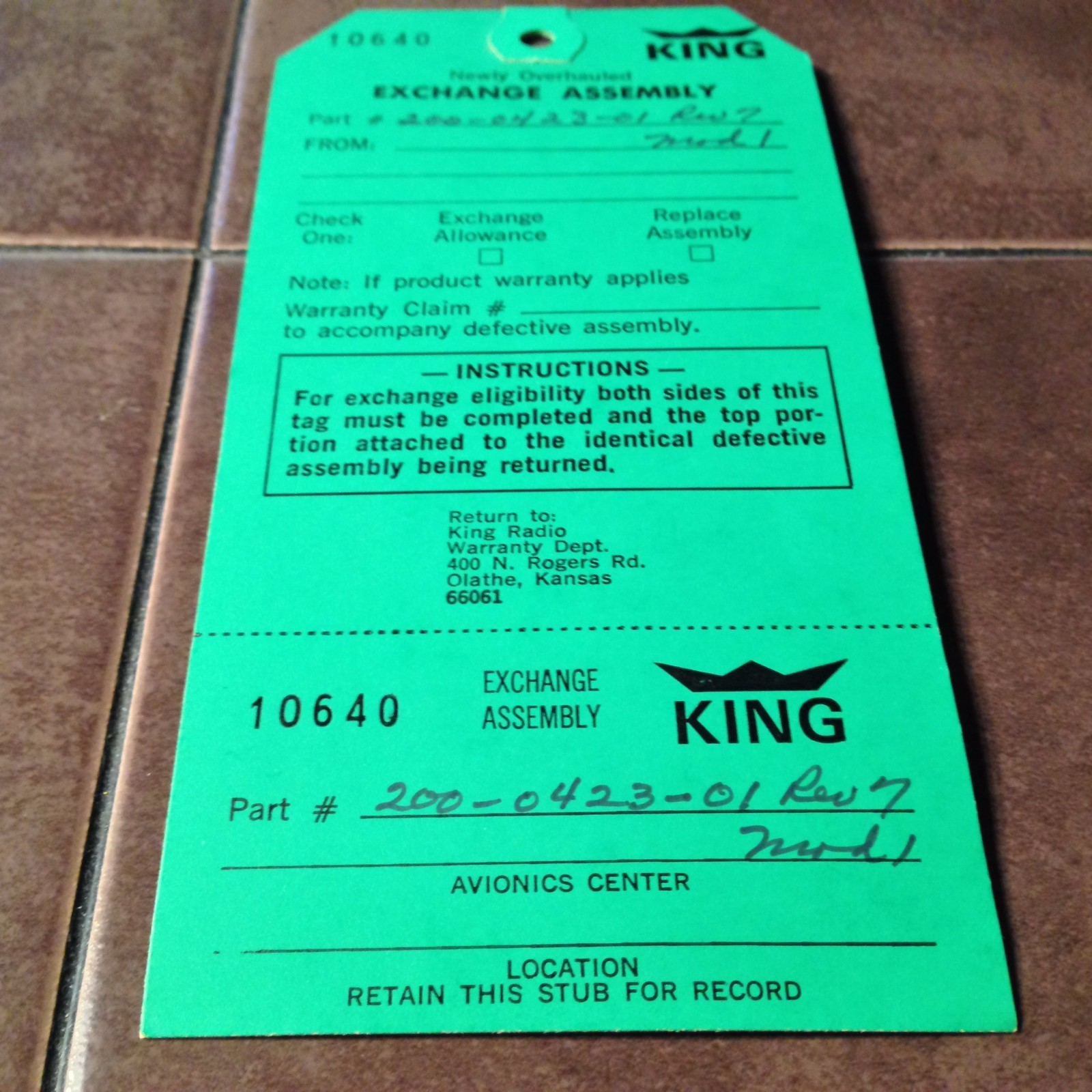 King KDM-705A Controller Board 200-0423-01, NOS