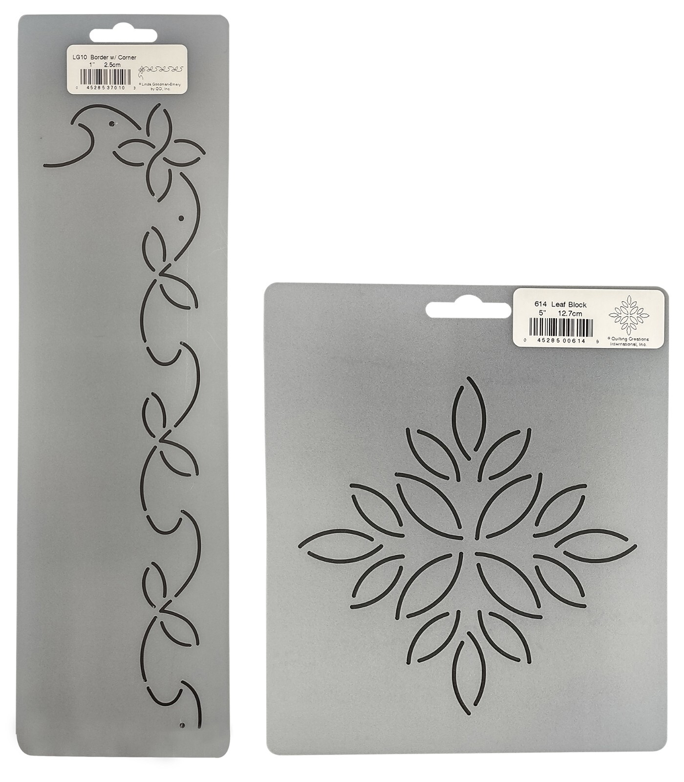2 Quilting Stencils Vine Leaves Border & Floral Leaf Block Quilters Template Set