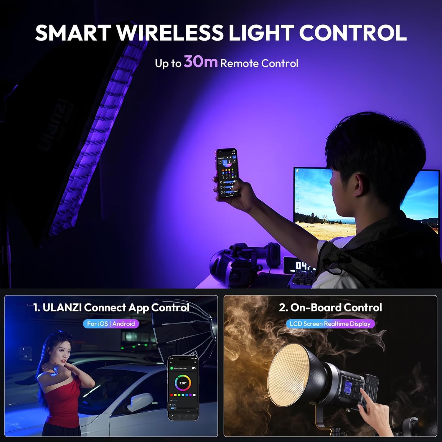COB LED Video Light 120W Studio Photography Lighting