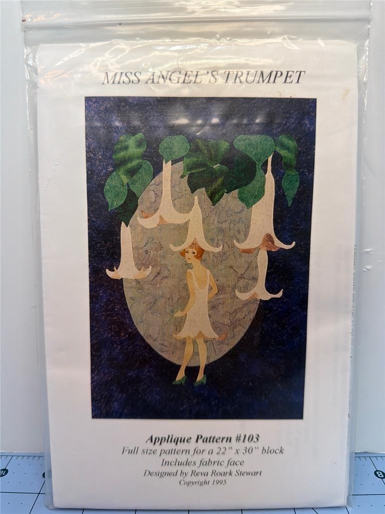 Q.D.'S BY REVA Quilt Pattern - MISS ANGEL'S TRUMPET - #103 With Handpainted Face