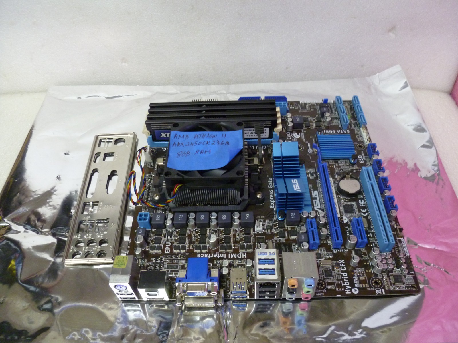 ASUS M4A88TD-M/USB3 AMD ATHLON II ADX2450CK23GQ 8GB RAM  MOTHER BOARD+IO COVER