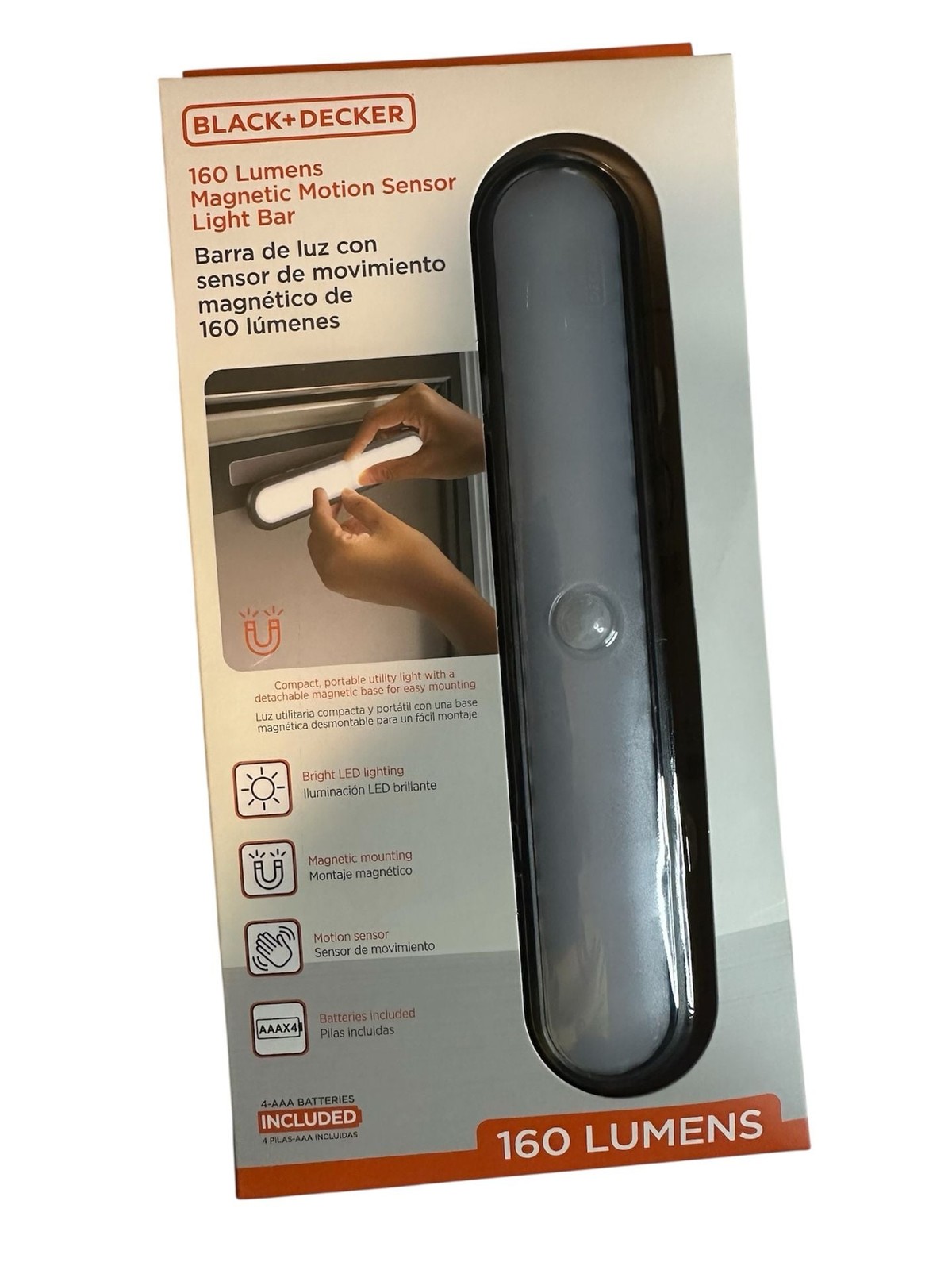 Black+Decker 160 Lumens Magnetic Motion Sensor Light Bar