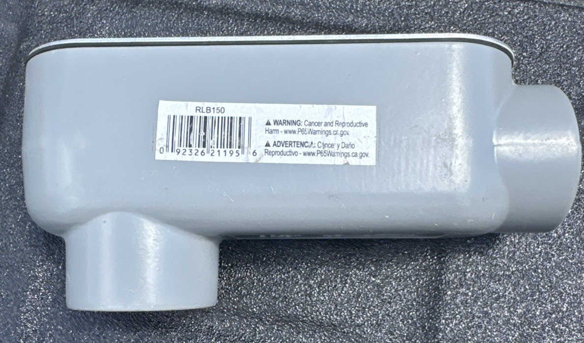 RLB150 Threaded LB Conduit Body Aluminum 1-1/4” x 1-1/2” Stamped Steel Cover