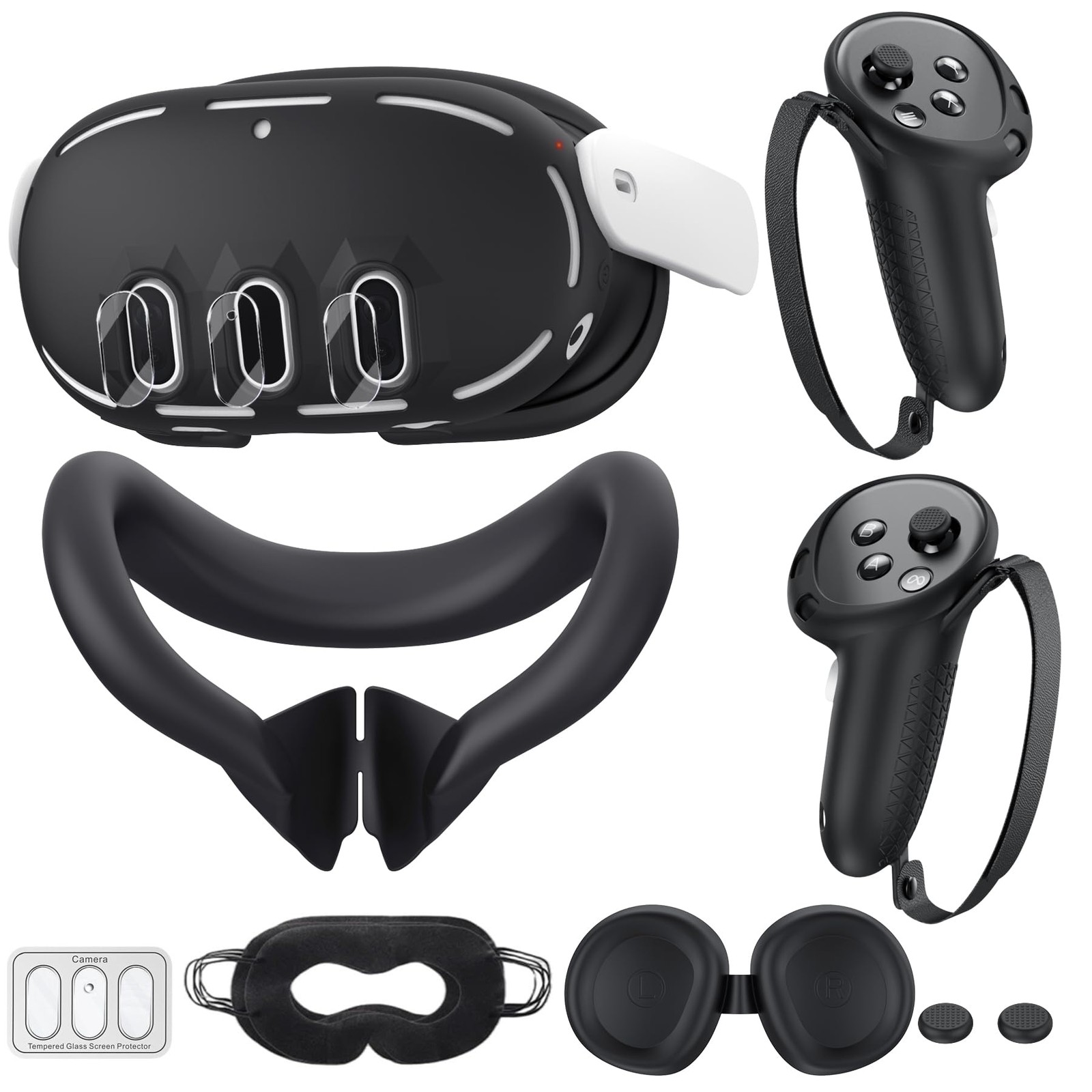 Silicone Face Cover & Grip Case for Meta Quest 3 VR Accessories, Black