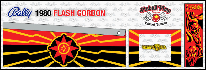 Bally Flash Gordon PINBALL CABINET STENCILS  • • Pinball Pimp PREMIUM • •