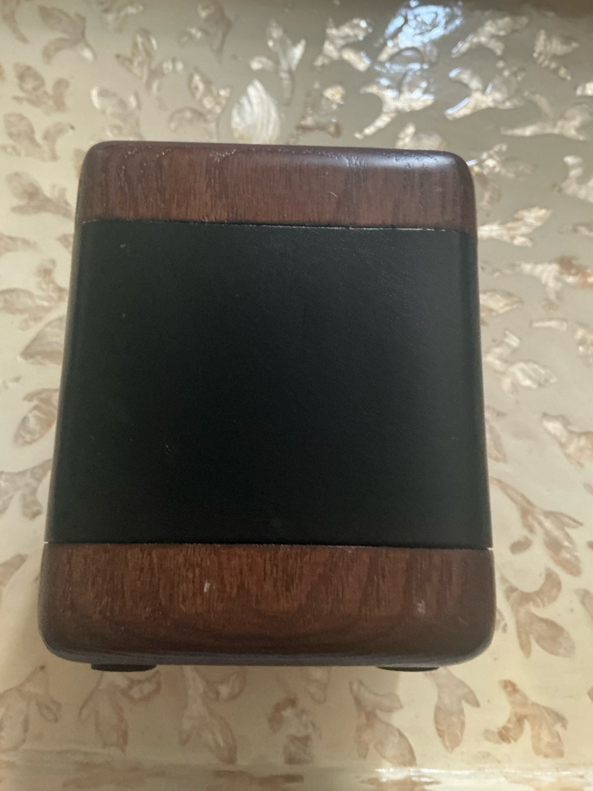 Dacasso Rosewood and Leather Pencil Cup Holder Organizer Executive Office Brown