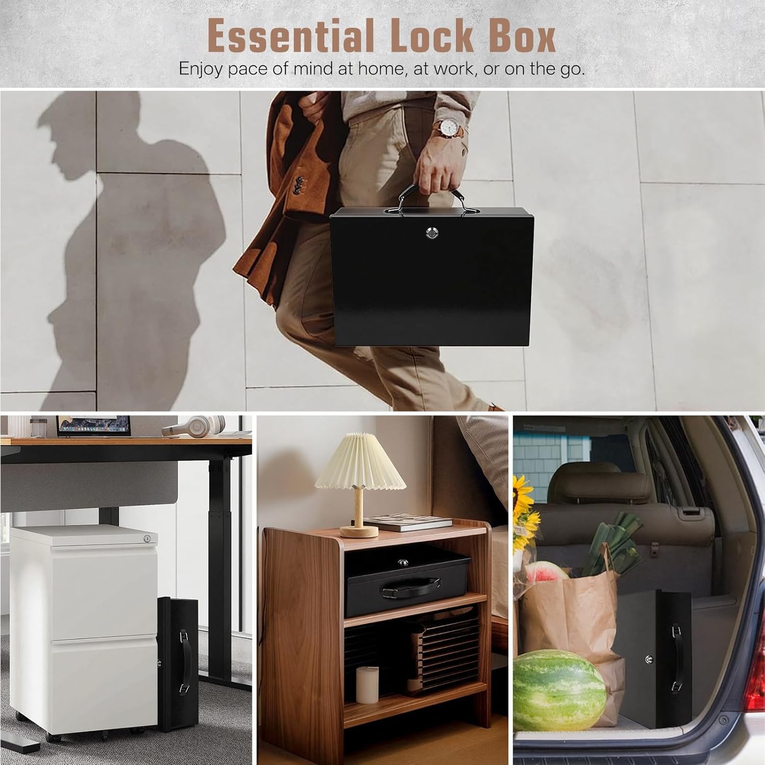 X-Large Fireproof Document Box, Portable Fire Resistant Safe Box with Key Lock