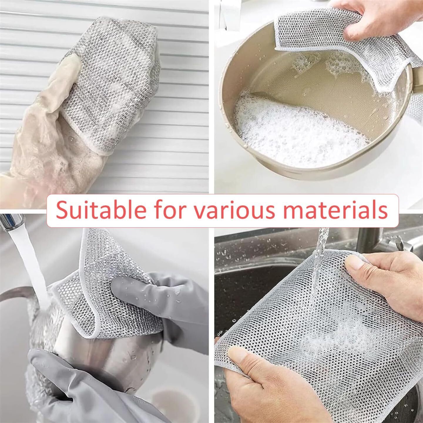 Non Scratch Wire Dishcloth 6 Pack With 1pcs Kitchen Sponges For Dishes Double La