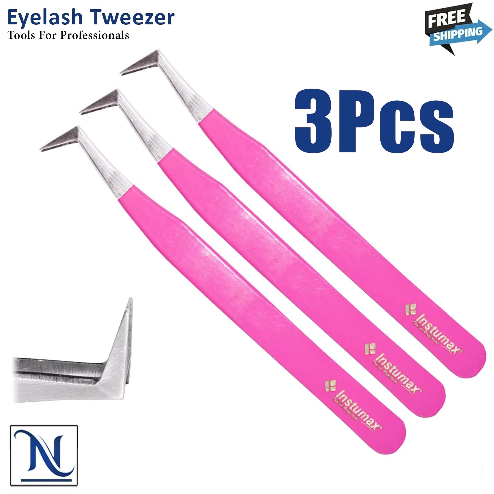L‑Type Precision Eyelash Extension Tweezers – Anti‑Static Beauty Tool