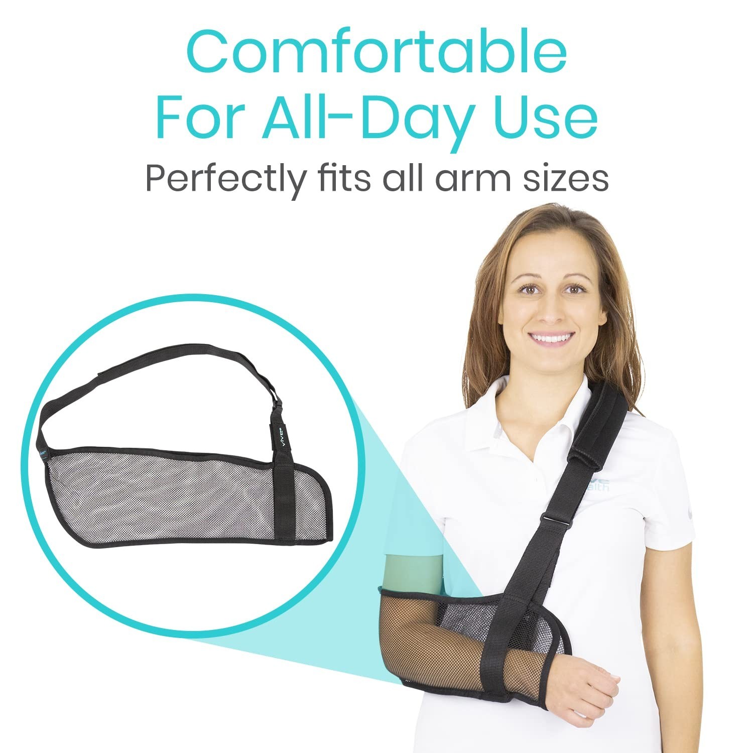Vive Arm Sling for Shoulder Injury & Surgery Recovery - Waterproof Mesh Showe...