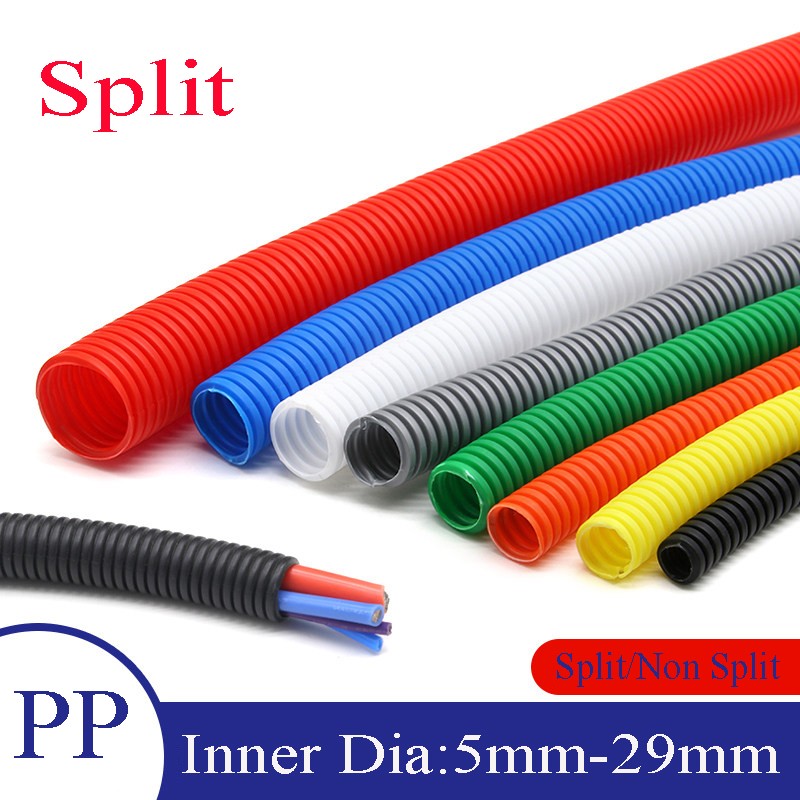 Conduit Spilt Cable Tidy Flexible Tube Convoluted Protection Tubing PP ID 5-29mm