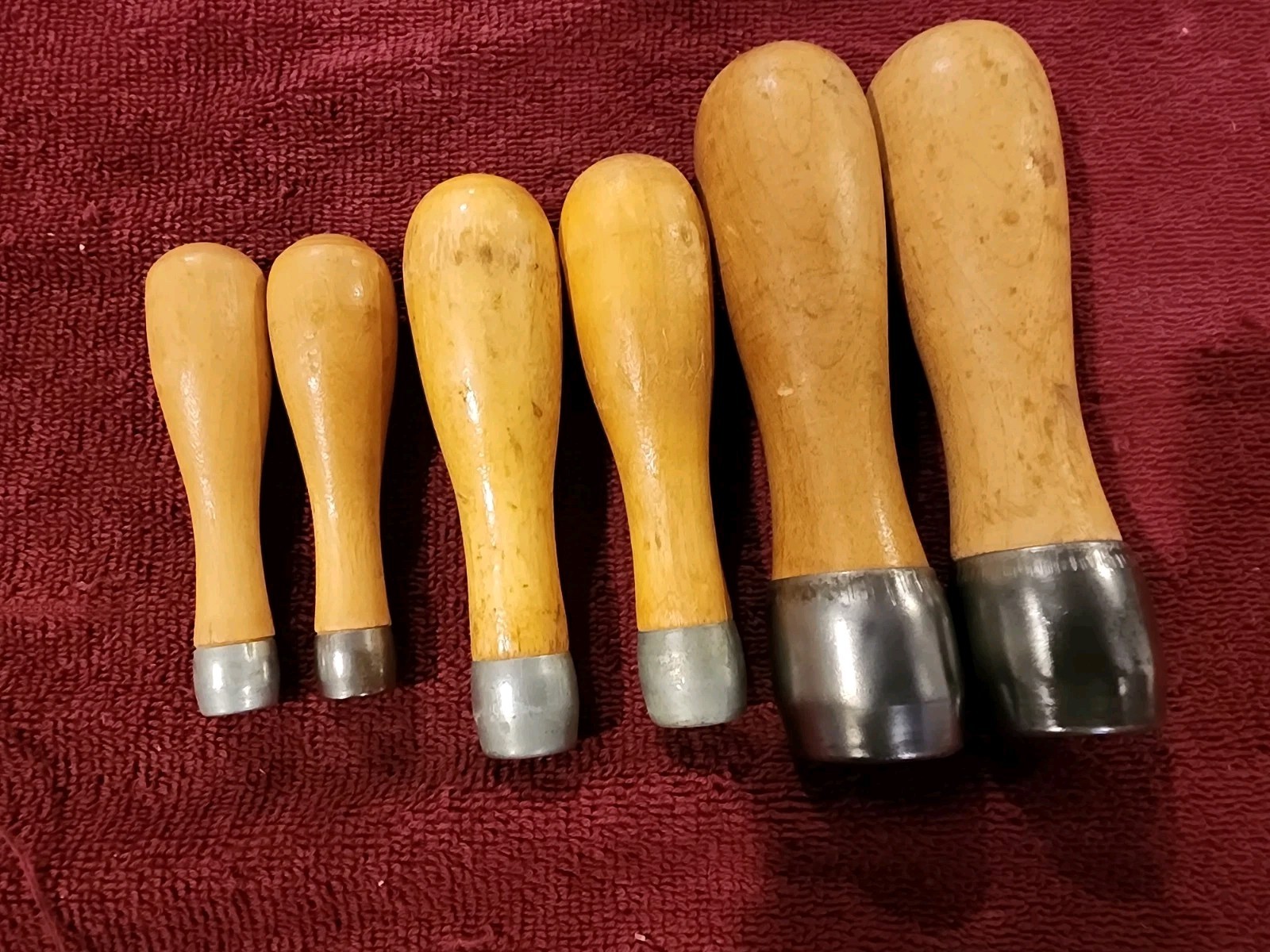 Set of 6 Lutz Skroo-Zon File Handles. Sizes 1, 2, 3, 4, 7, and 8