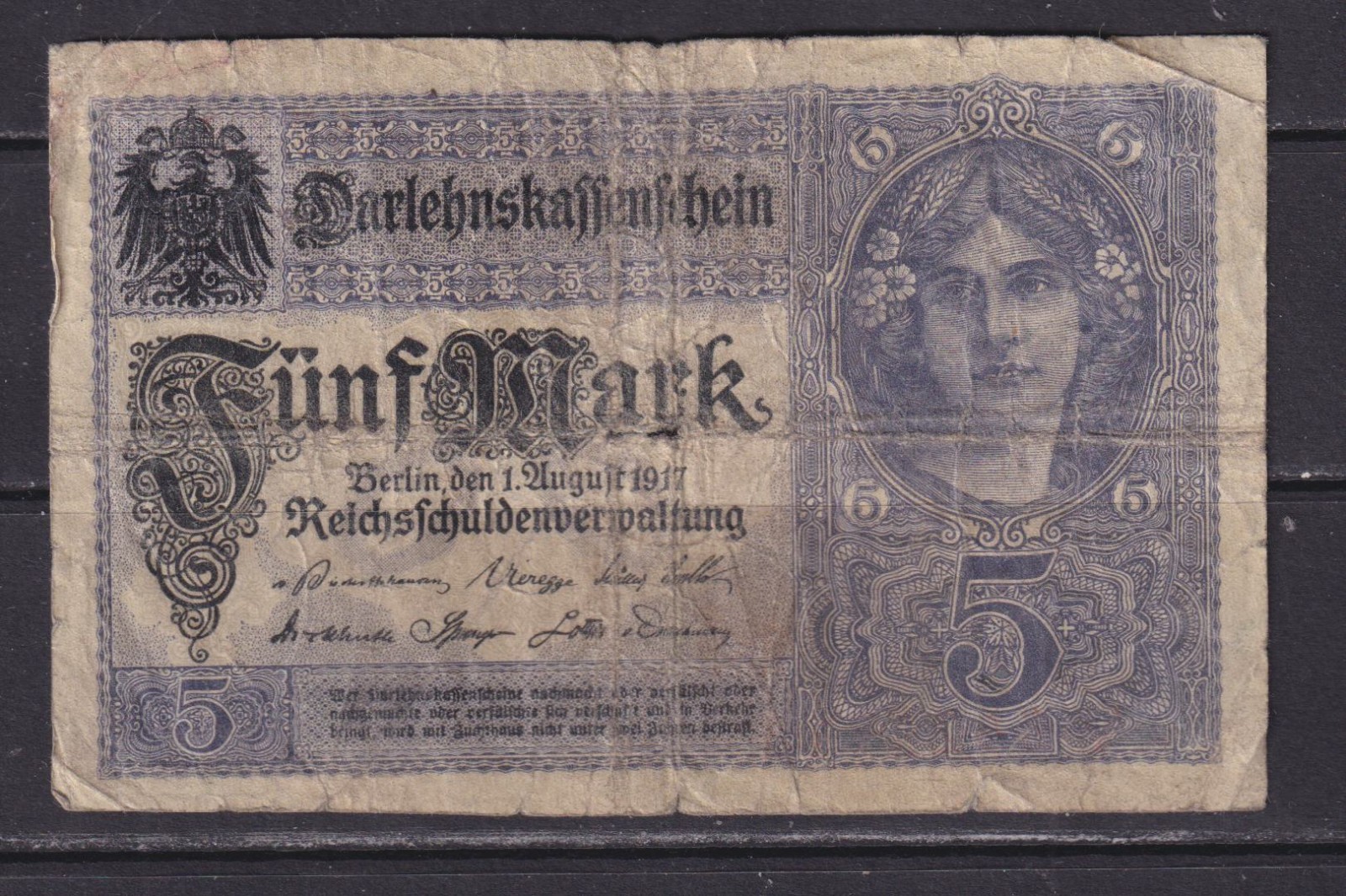 GERMANY - 1917 5 Marks Circulated Banknote (1)