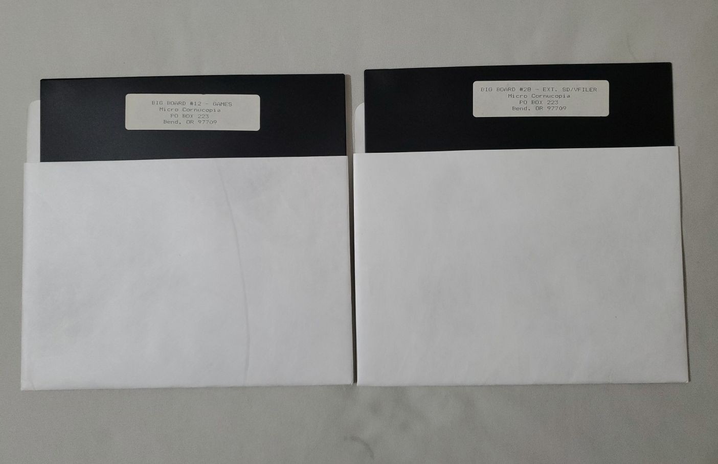 Lot of 2 BIG BOARD Micro Cornucopia Software 8" Floppy Disk - #12 Games, VFILER