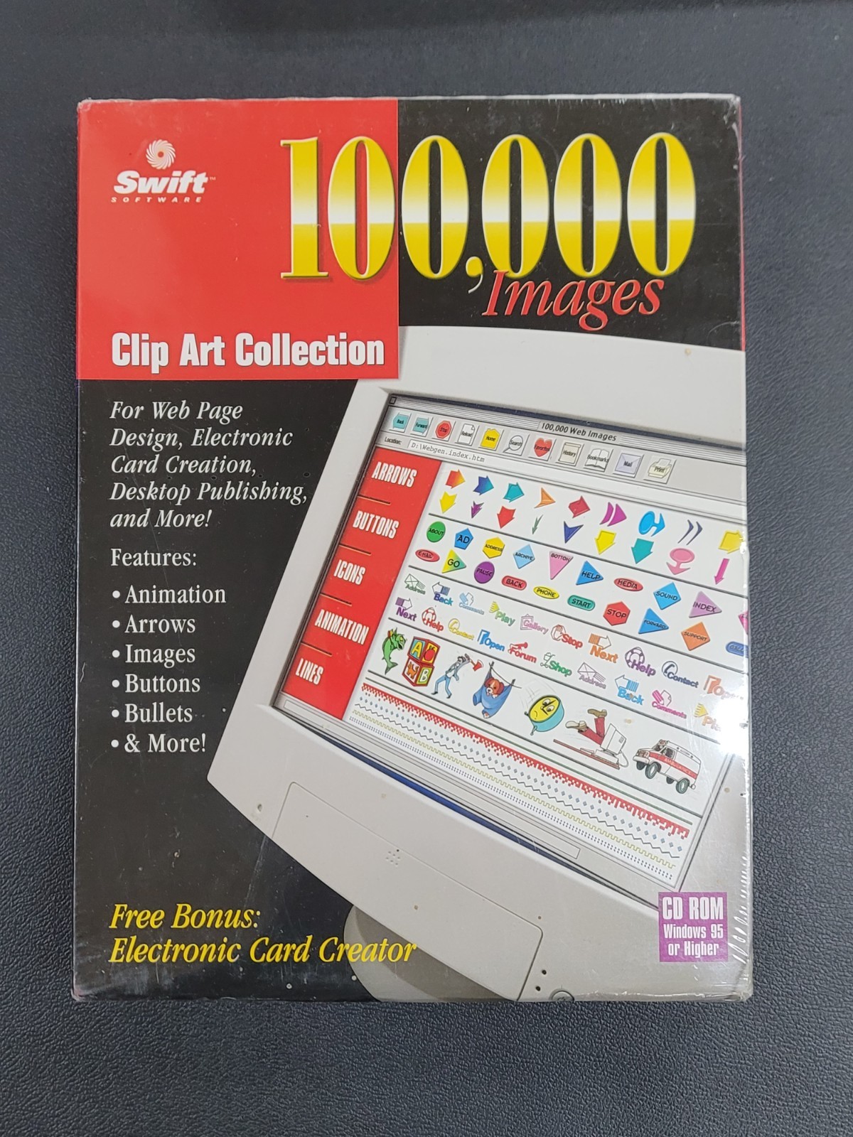 New Sealed Swift 100,000 Images Clip Art Collection CD ROM w/ Bonus Card Creator