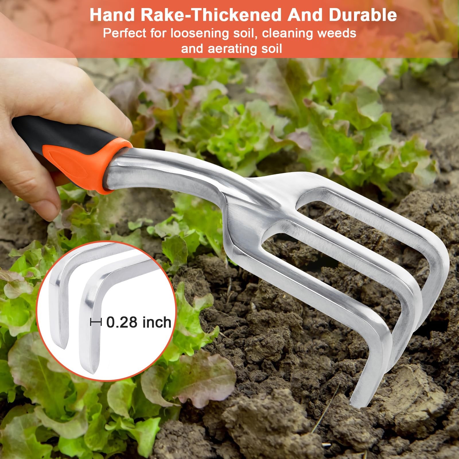Garden Tools Set, 3 Pack Heavy Duty Gardening Set Include Orange
