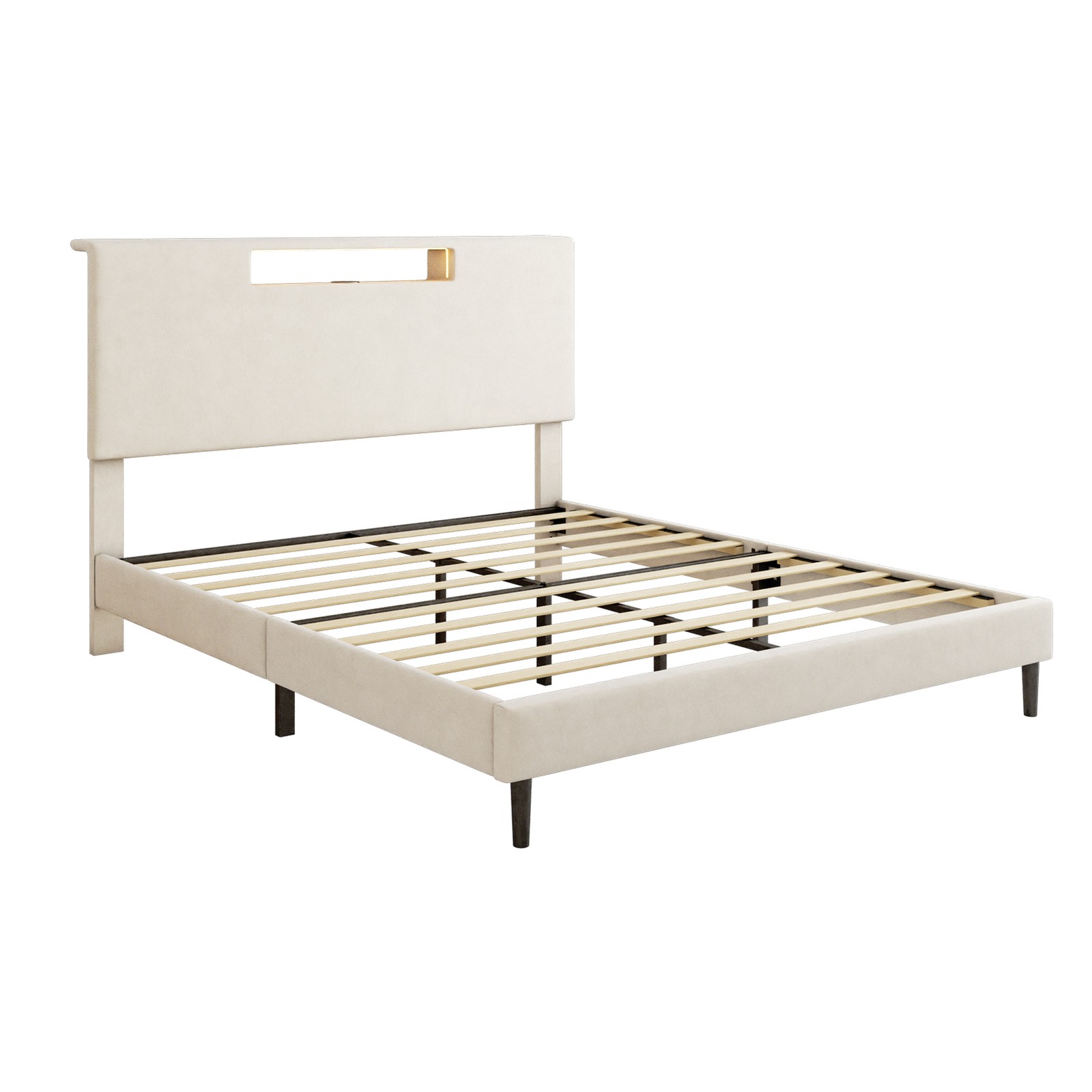 Full Size LED Upholstered Bed Frame Easy 40Minutes Assembly Complete HardwareKit