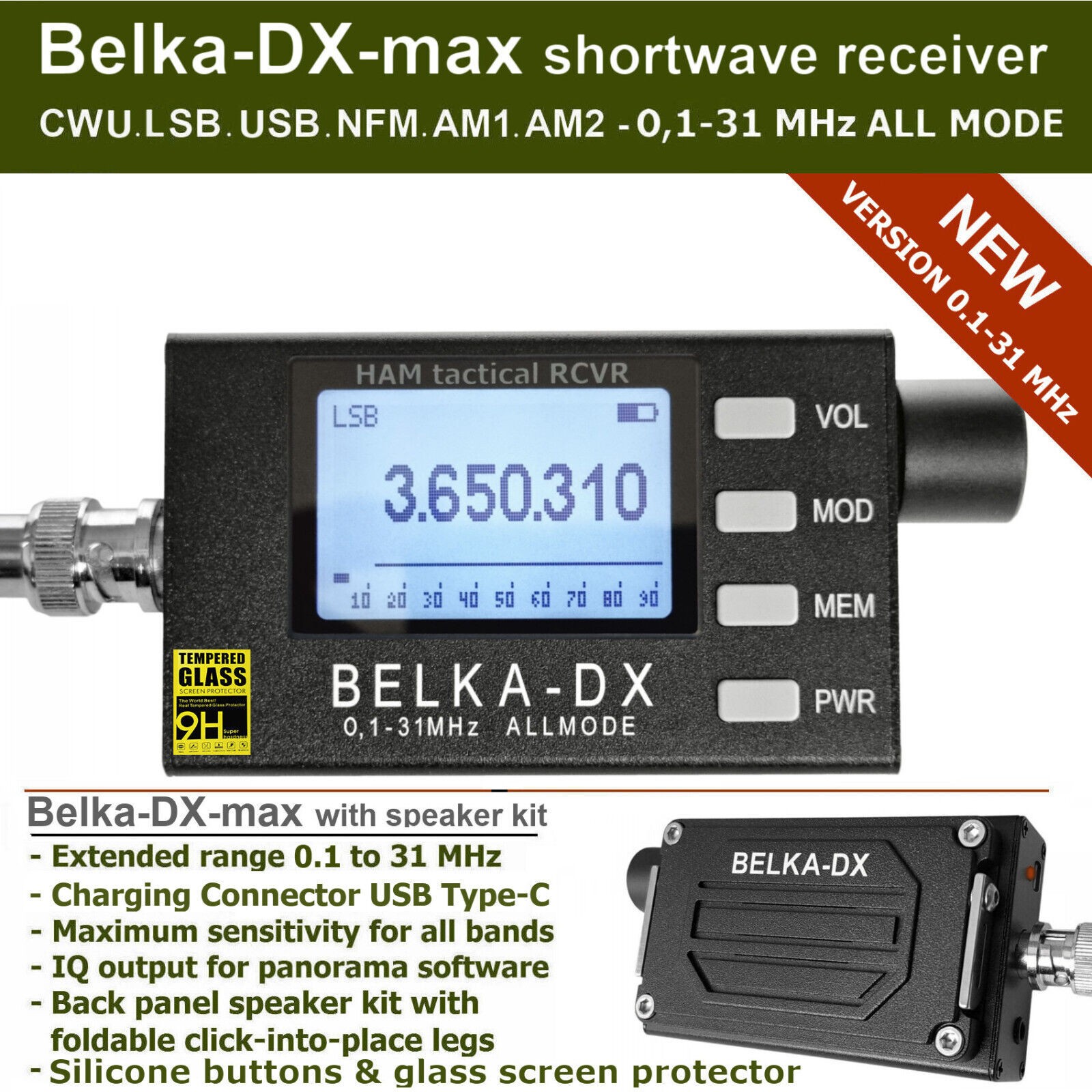 Belka-DX-max 100kHz-31MHz HAM receiver with LSP3W speaker