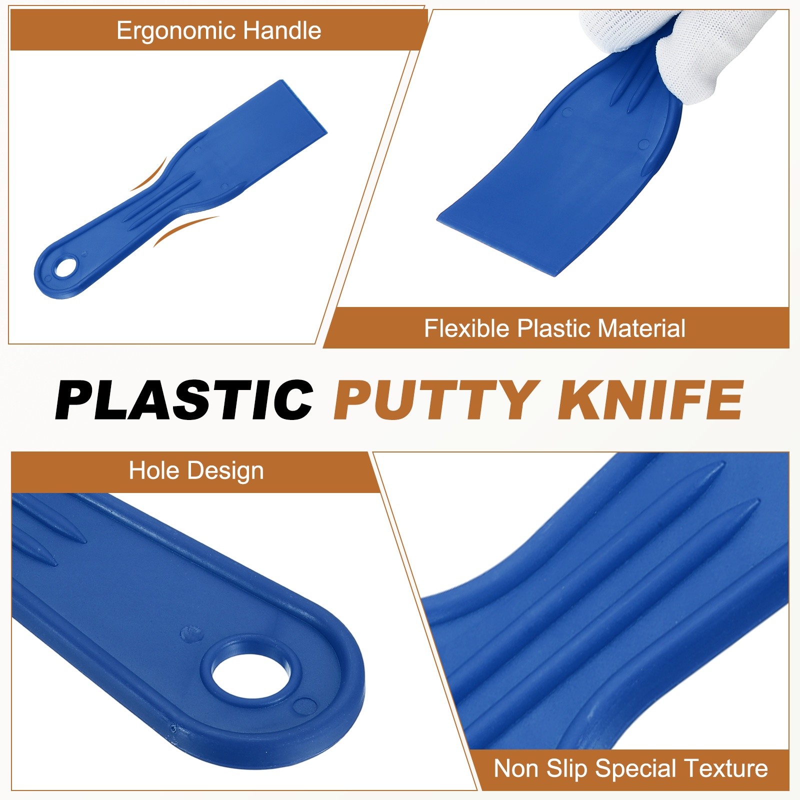 5pcs Putty Knife 2" Width Flexible Plastic Putty Knife Paint Scraper Blue