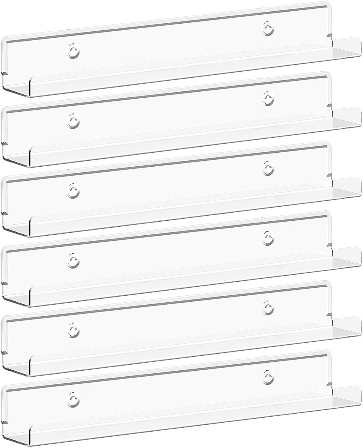 Narrow Floating Shelves for Vinyl Record 6 Pack 12" Clear Wall Shelves