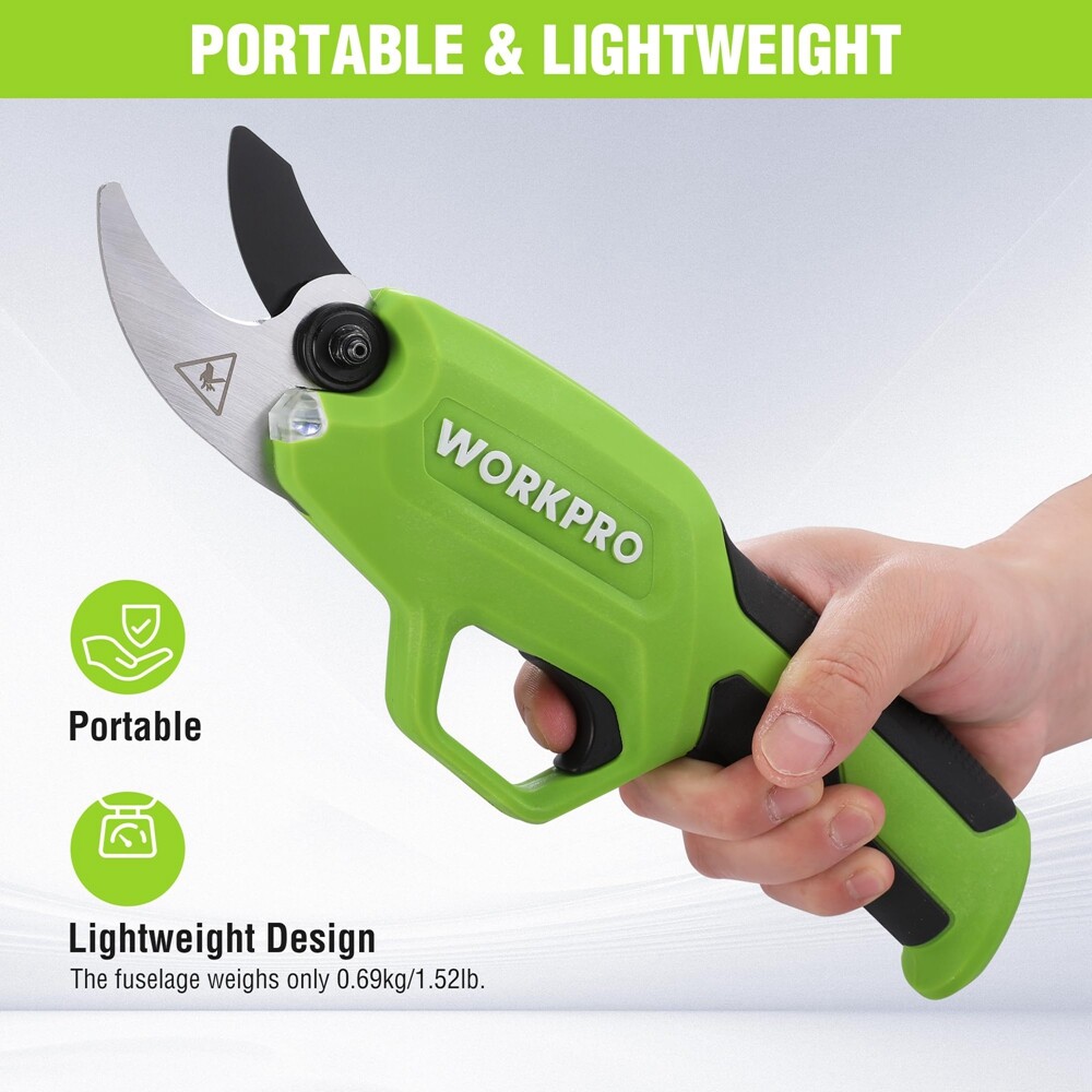 WORKPRO Rechargeable Electric Pruning Shear Cordless Tree Pruner Cutter Scissors