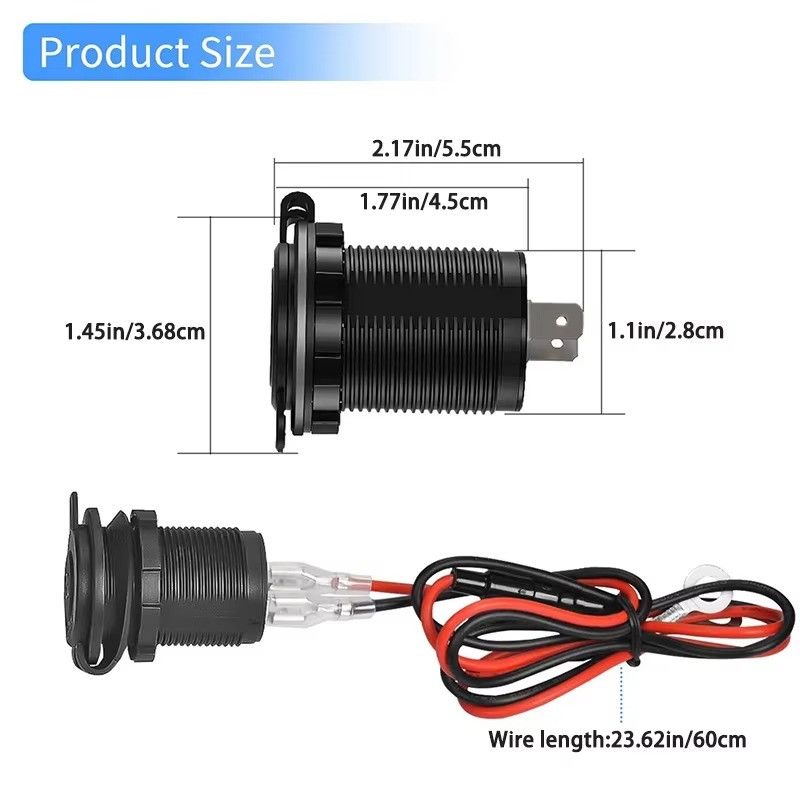 Cigarette Lighter Socket Power Outlet Socket Receptacle Car Motorcycle ATV 12v