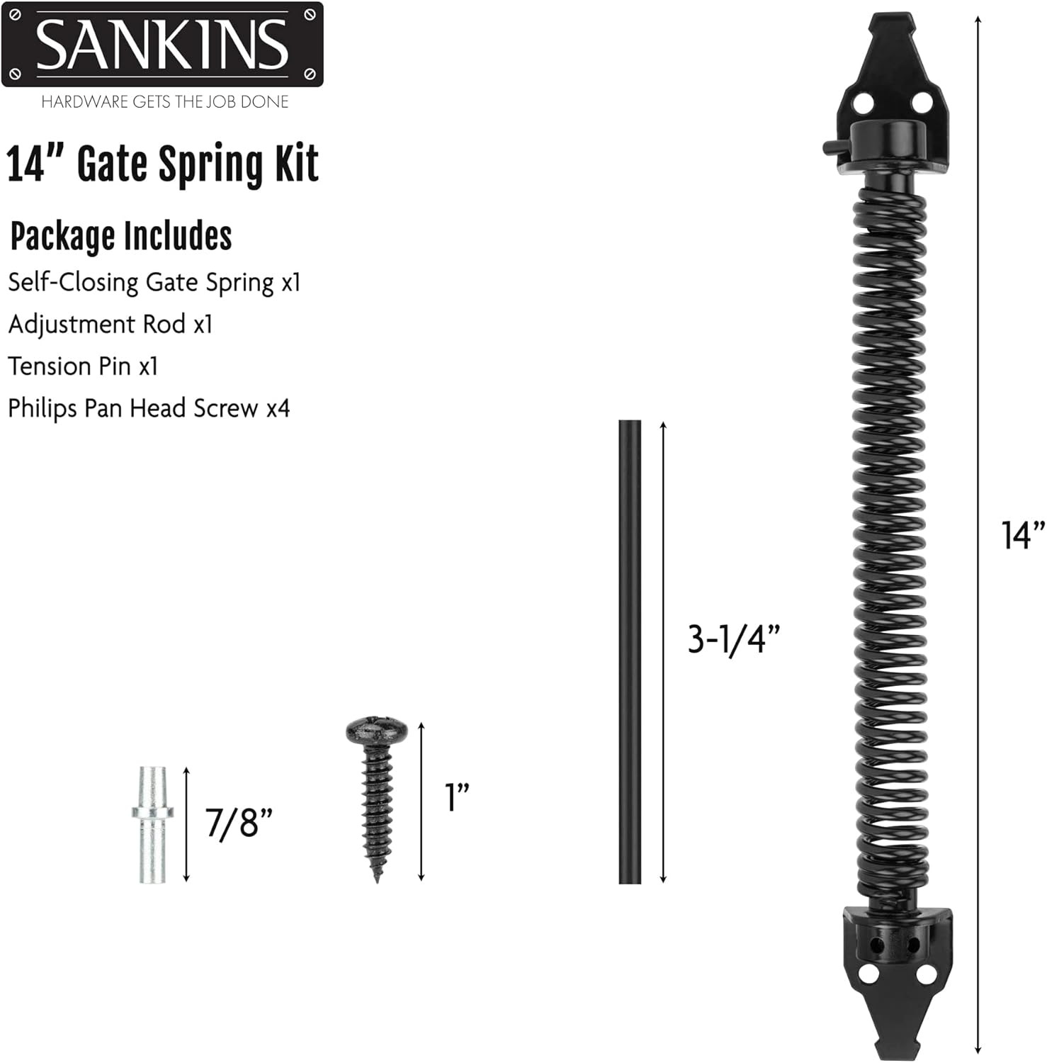 14" Gate Spring Self Closing Heavy Duty Outdoor Door Spring Automatic Metal Gate