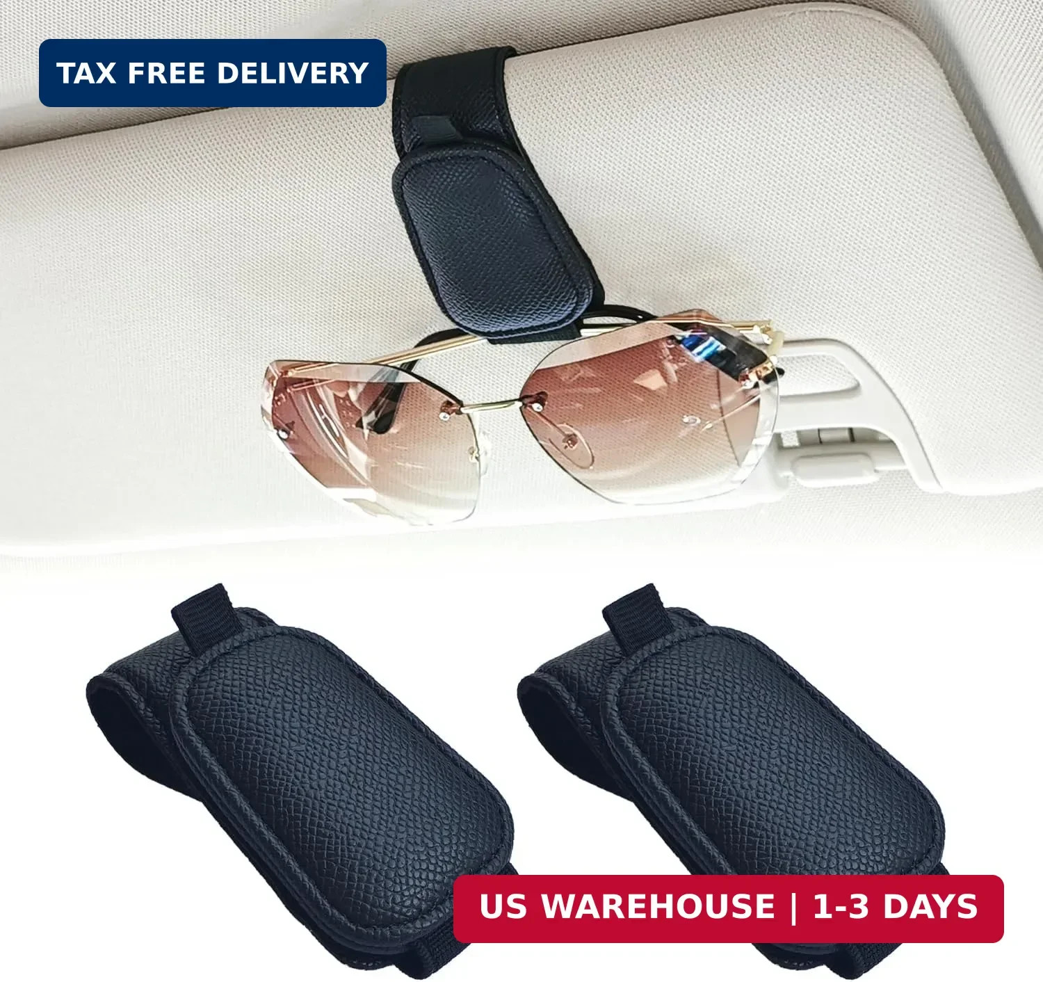 Yuoyar 2 Packs Magnetic Sunglass Holder for Car Visor - Universal Sunglasses Cli