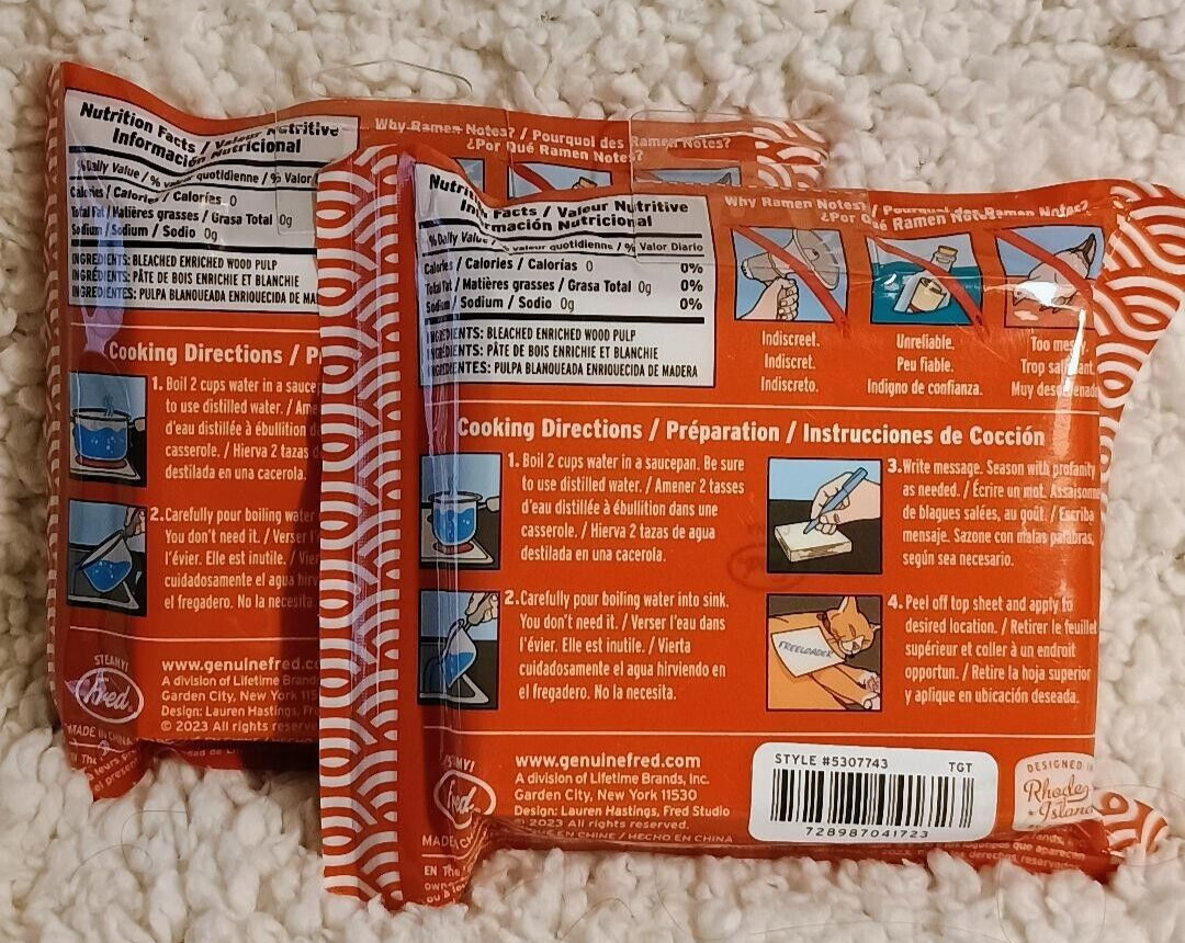NEW Ramen Notes - Instant Memo - 155 Sticky Notes 3" x 3.5" - 2 Pack! LOVE EM!