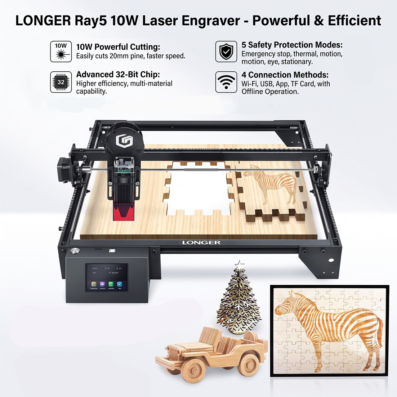 LONGER Ray5 10W Engraver 50mm Fixed Length Fast 10000mm/min