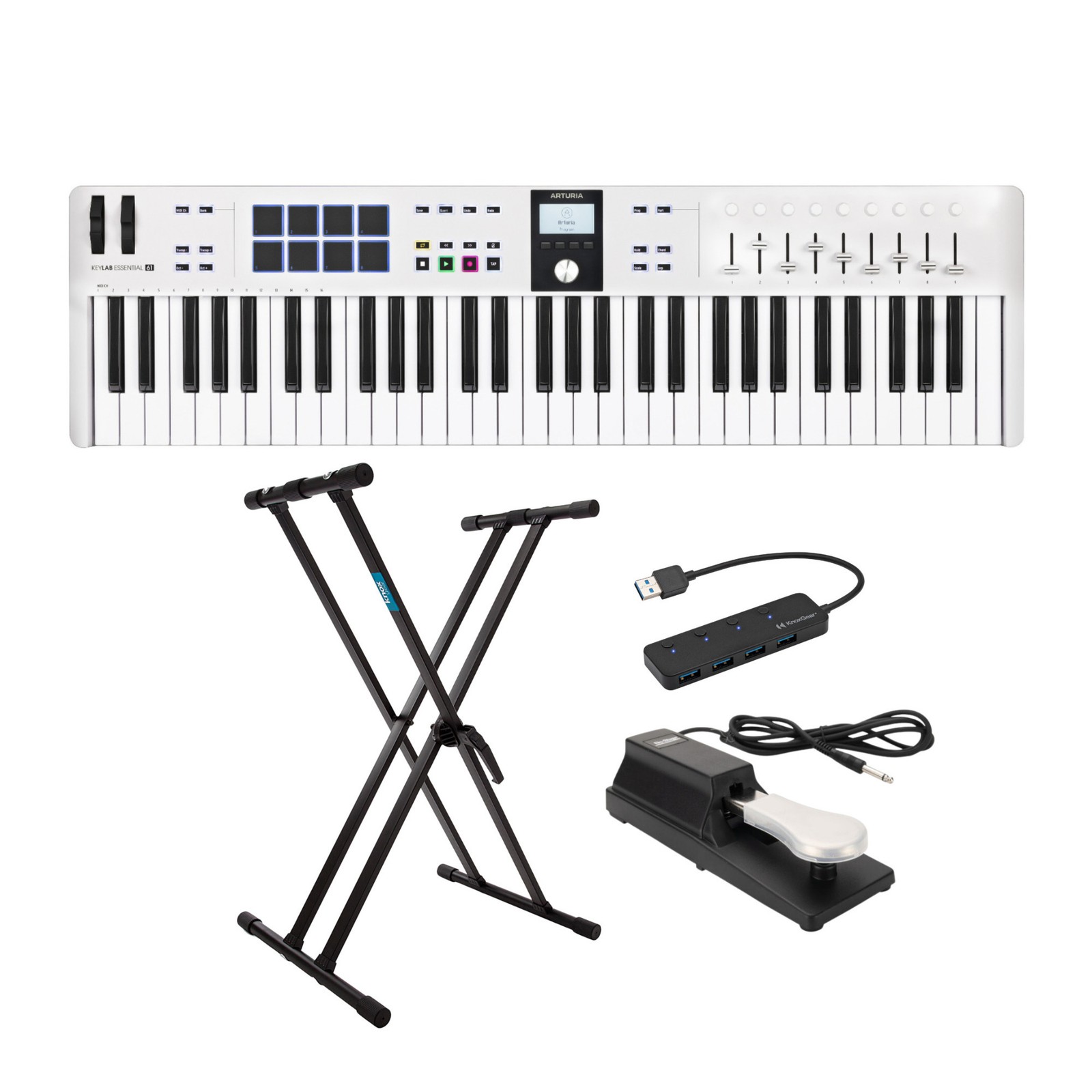 Arturia KeyLab Essential 61 mk3 MIDI Keyboard Controller with Stand Bundle
