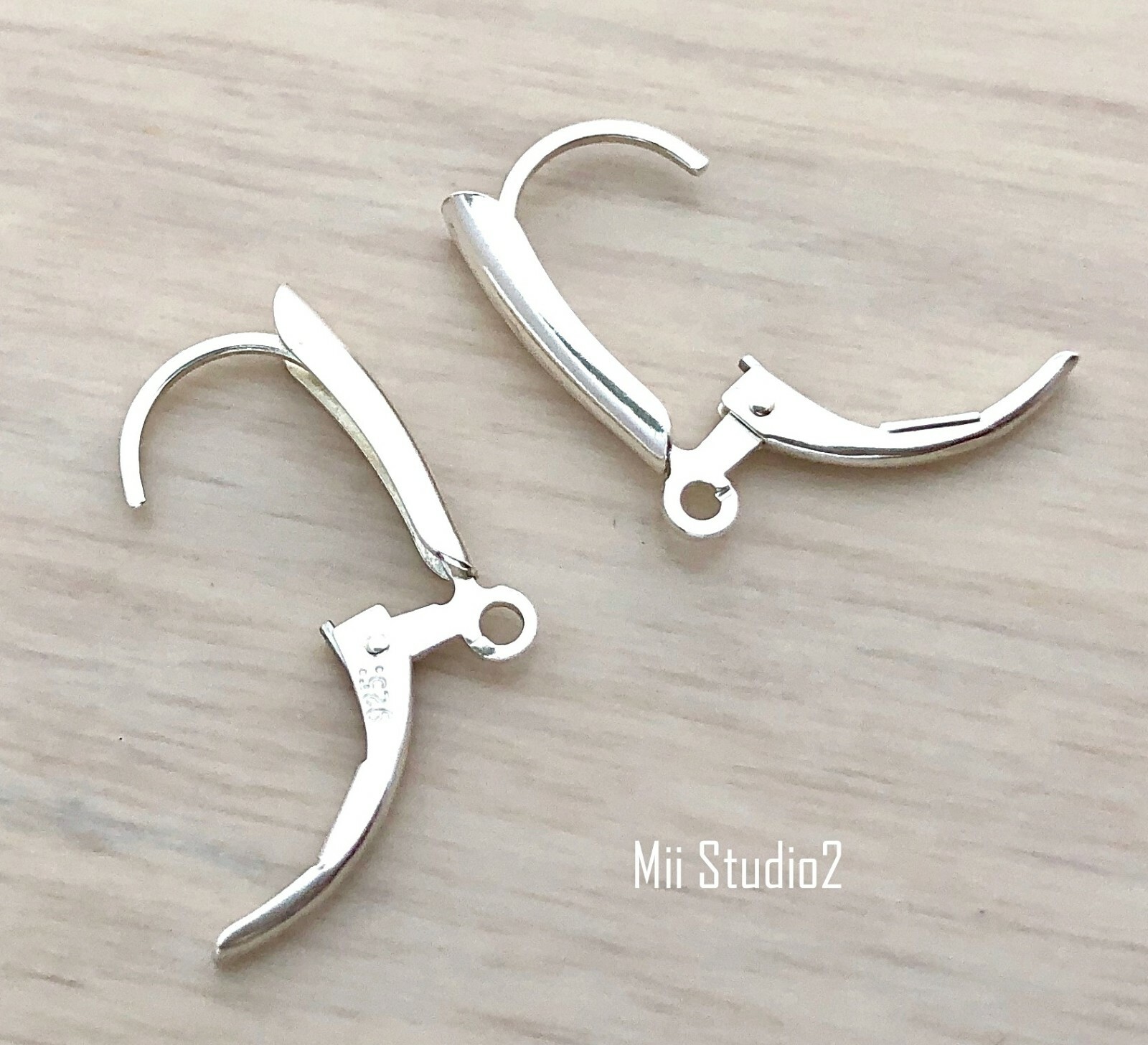 4pcs Shield Leverback Sterling silver Lever Back with open ring E83s