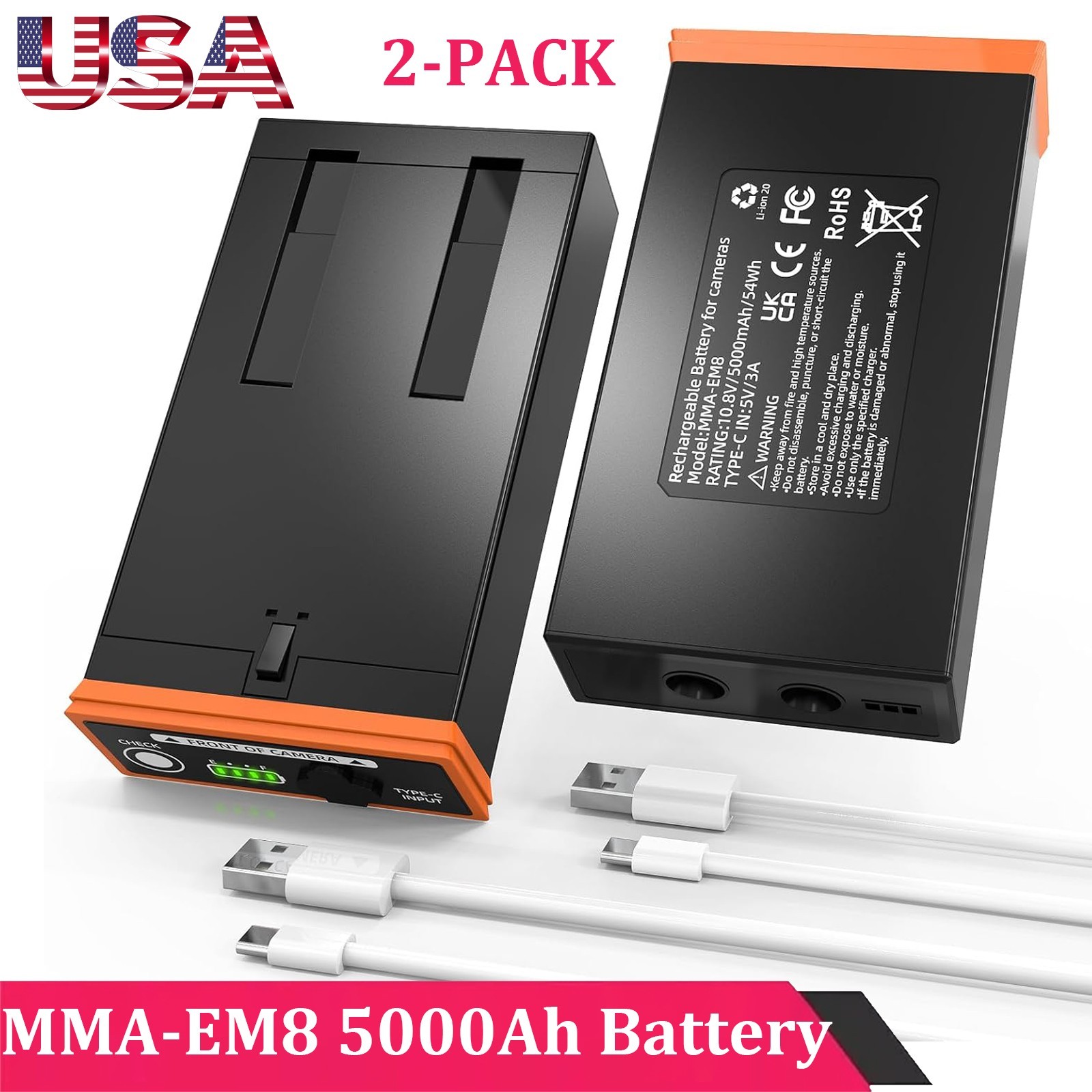 2-Pack Power Mag MMA-EM8 Rechargeable Battery For Moultrie Edge Edge 2&Pro New