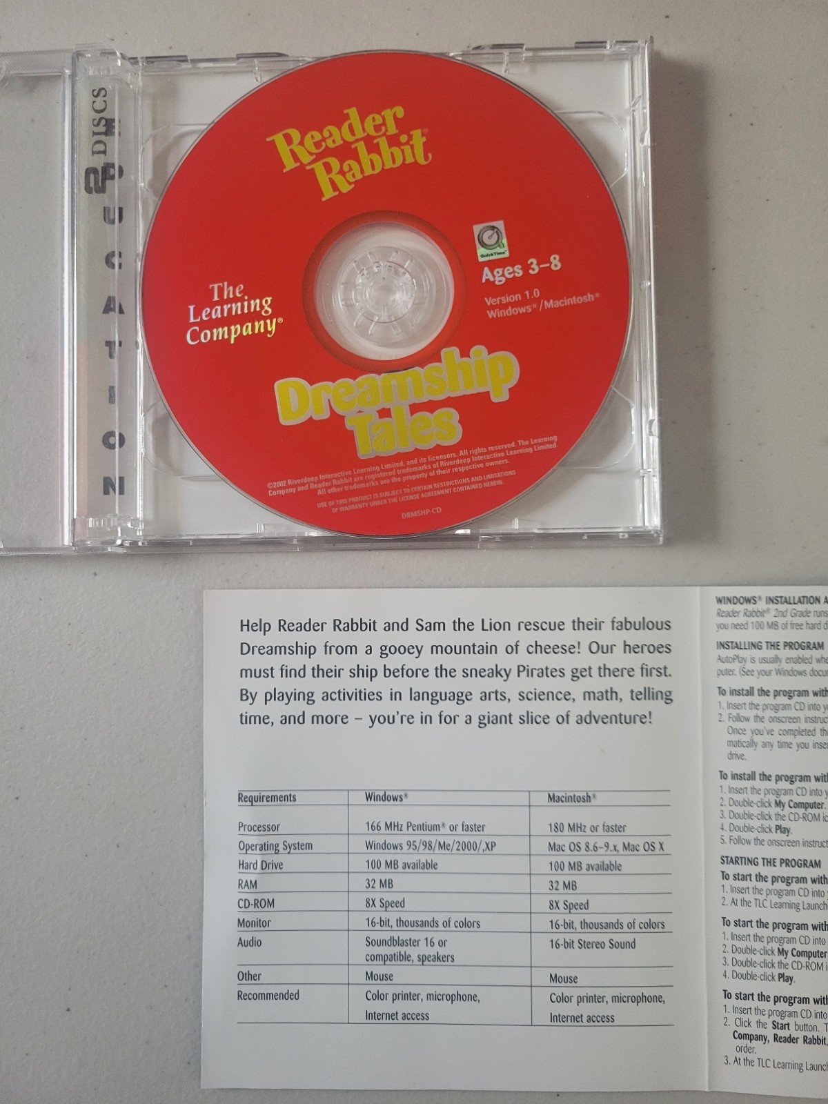 Reader Rabbit 2nd Grade Skills & Dreamship Tales for Windows/Mac PC CDROM 2002