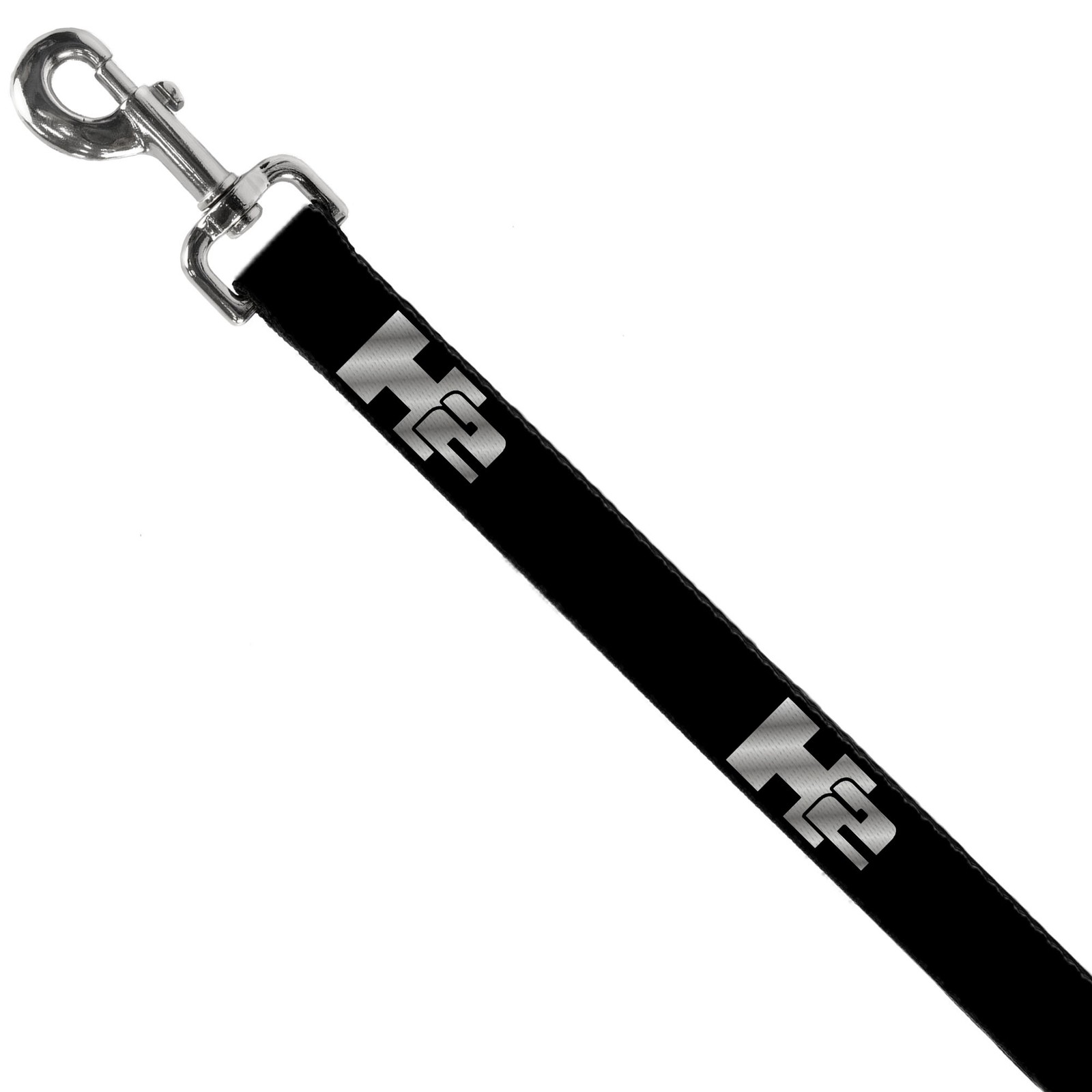Dog Leash H2 Black/Silver Logo REPEAT NARROW 0.5"