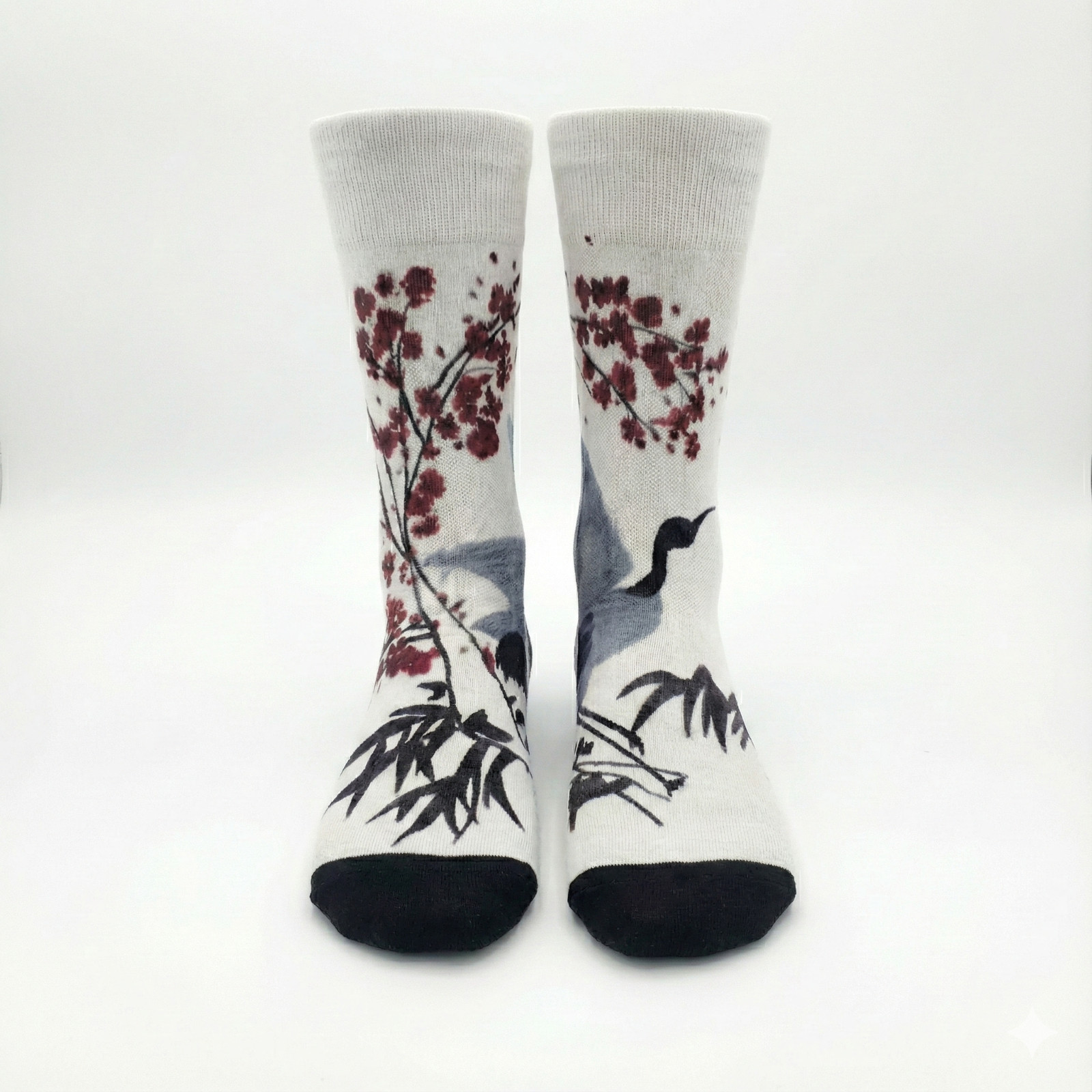 Japanese Crane Watercolor Socks