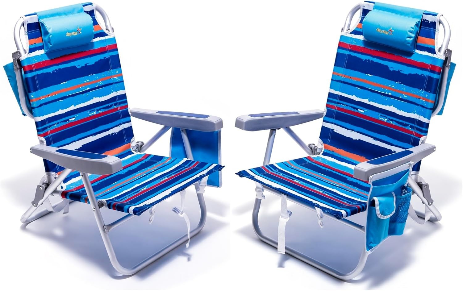 Beach Chairs for Adults 5 Posit Lay Flat, Portable Folding