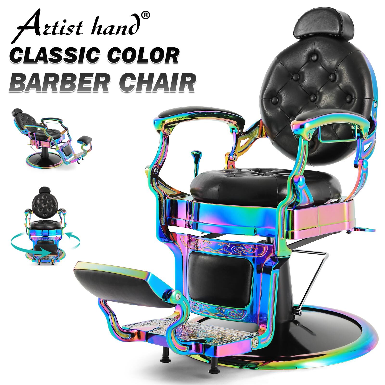 Black+Laser Vintage Recliner Barber Chair All Purpose Hydraulic Salon Styling