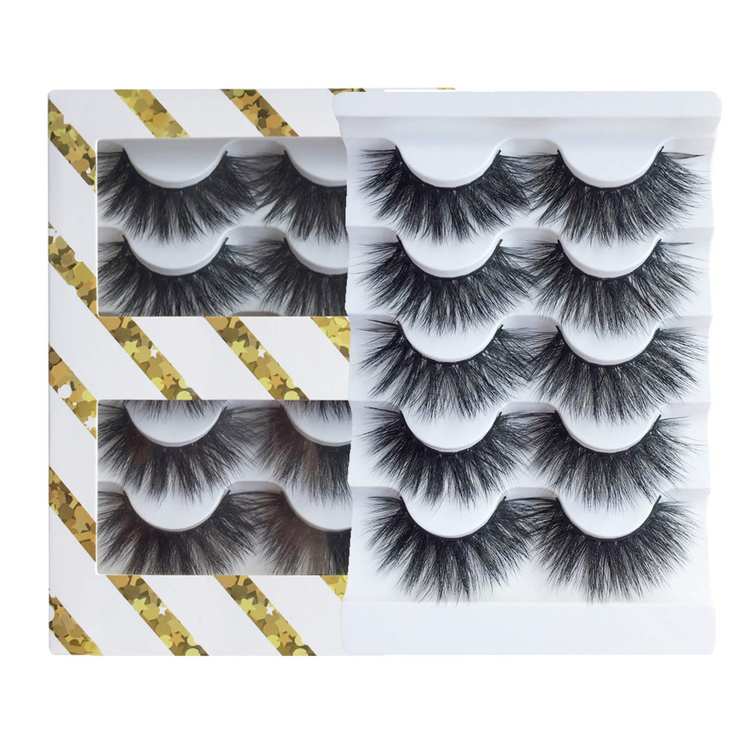 JIMIRE High Volume False Eyelashes Fluffy 3D 5 Count (Pack of 1), Black