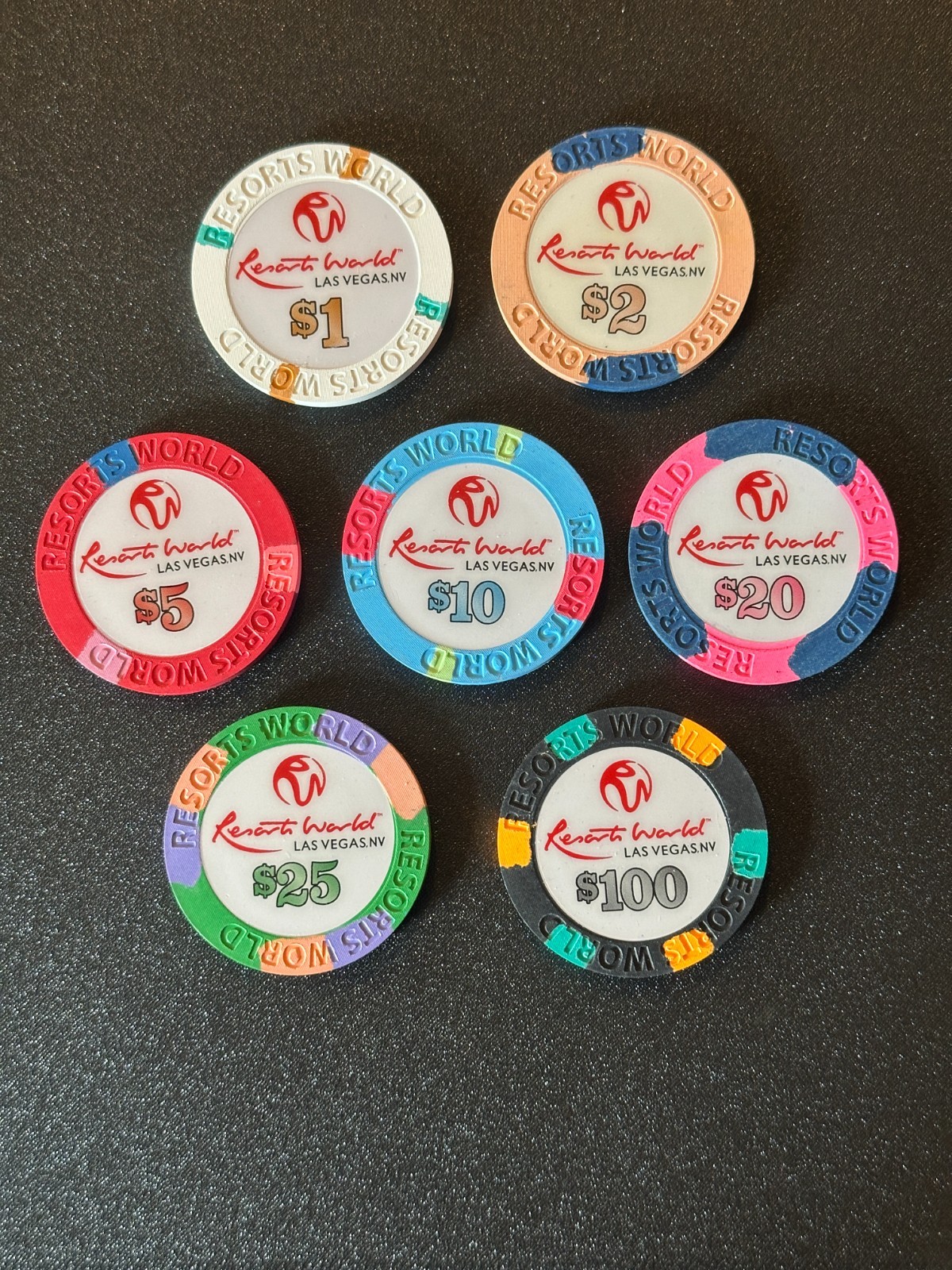 7 Chip Set Resorts World  Casino Chip Las Vegas NV