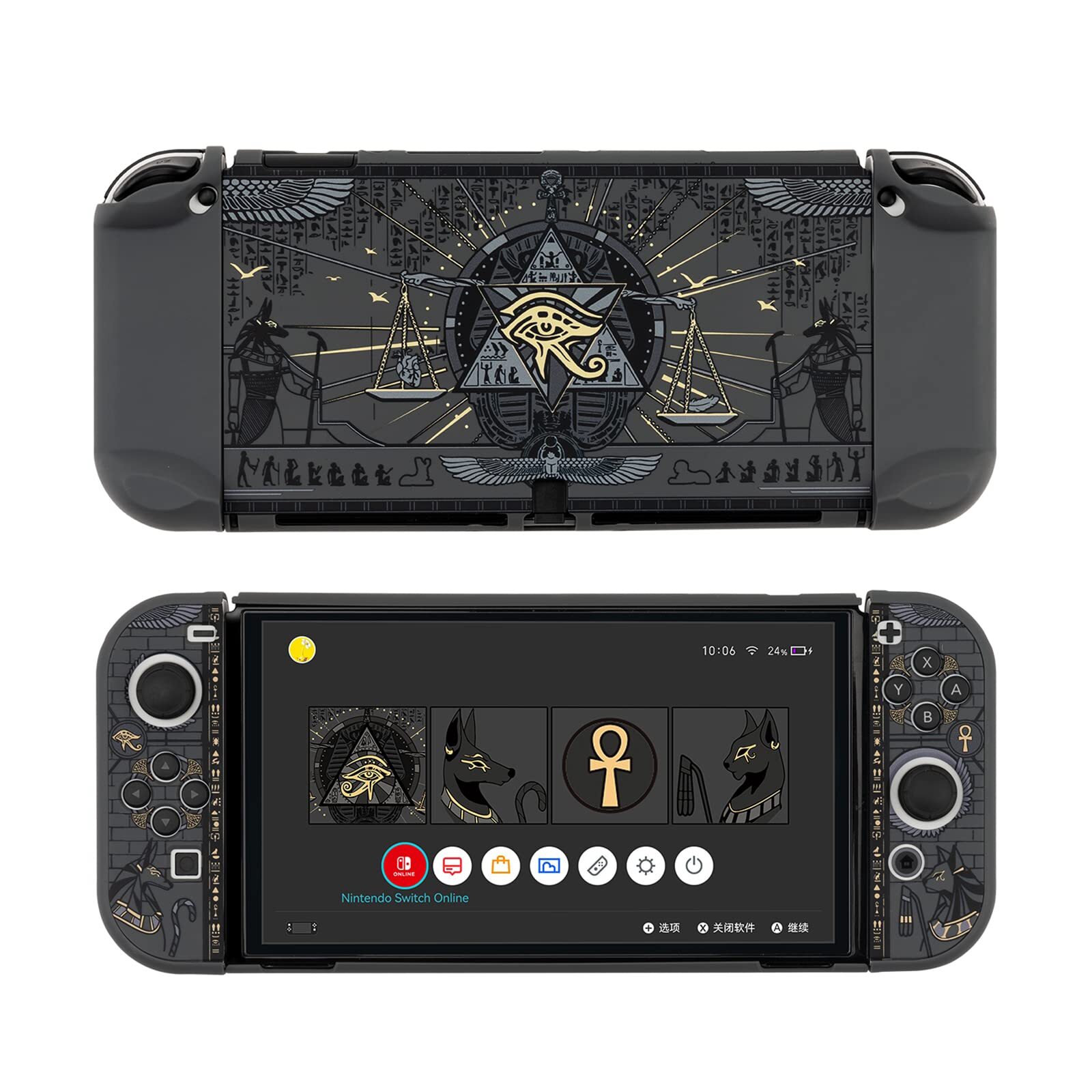 Nintendo Switch OLED Protective Case Black Egypt PC Slim HardShell Slim Cover