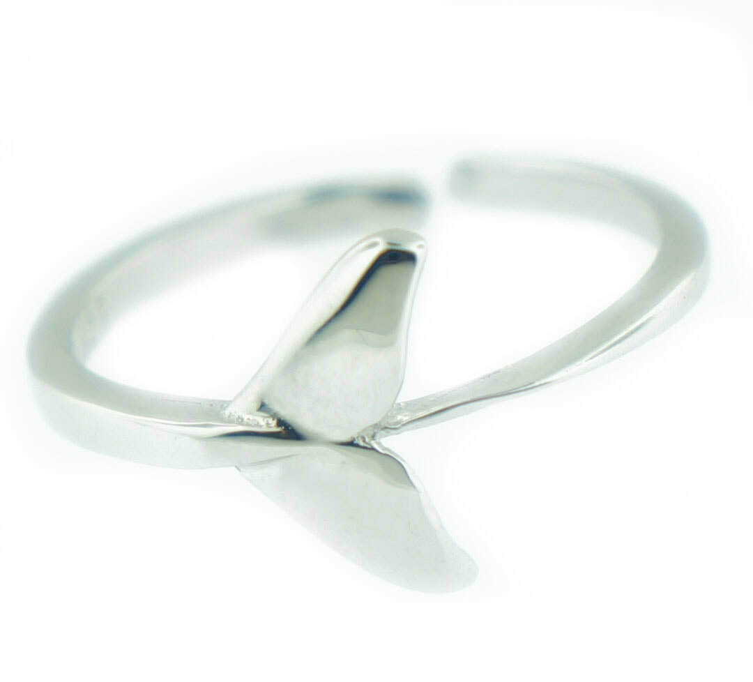 Solid 925 Sterling Silver Adjustable Toe Ring Jewelry - Hawaiian Whale Tail